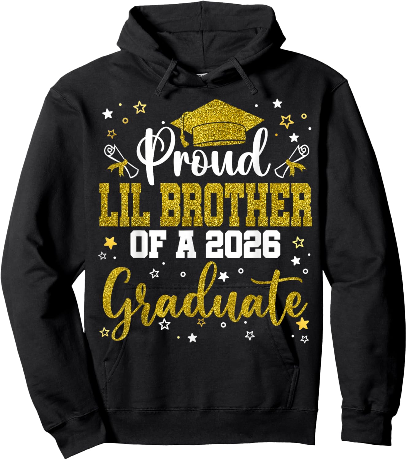Proud Lil Brother of a Class of 2026 Graduate Senior Hoodie - Hoodie | Black