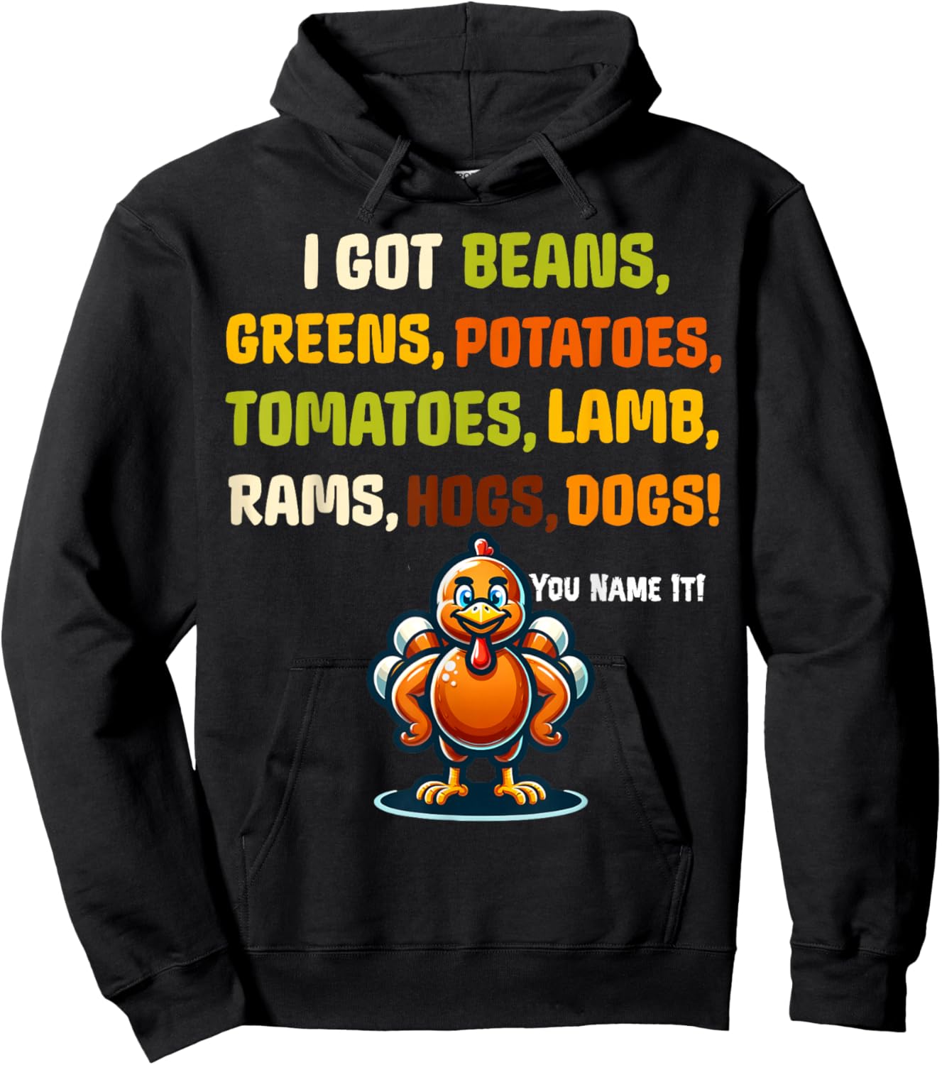 Funny Grandma Thanksgiving Rap I got Greens Beans Potatoes Hoodie - Hoodie | Black