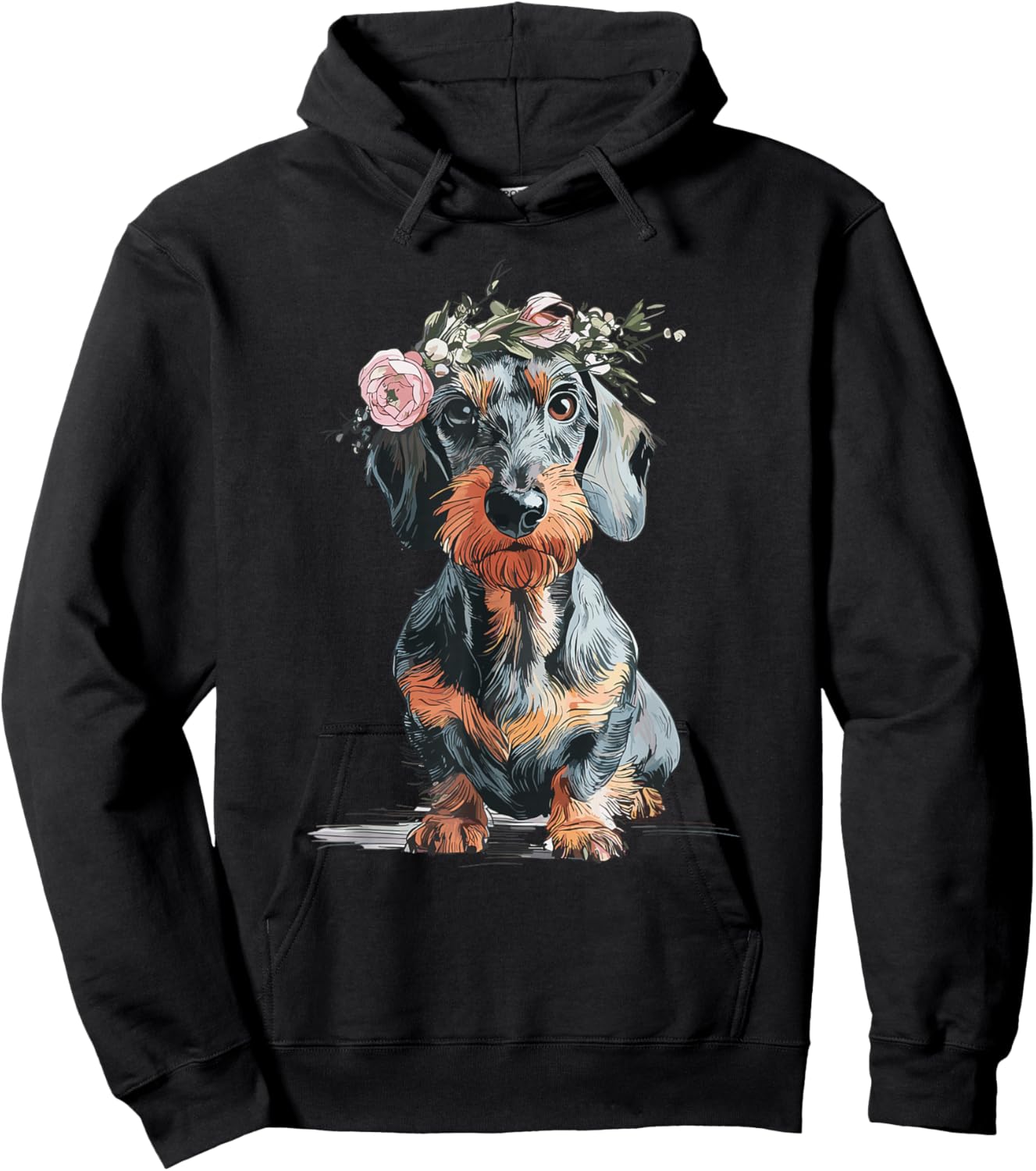 Wirehaired Dachshund Teckel Dog Hunting funny Portrait Hoodie - Hoodie | Black