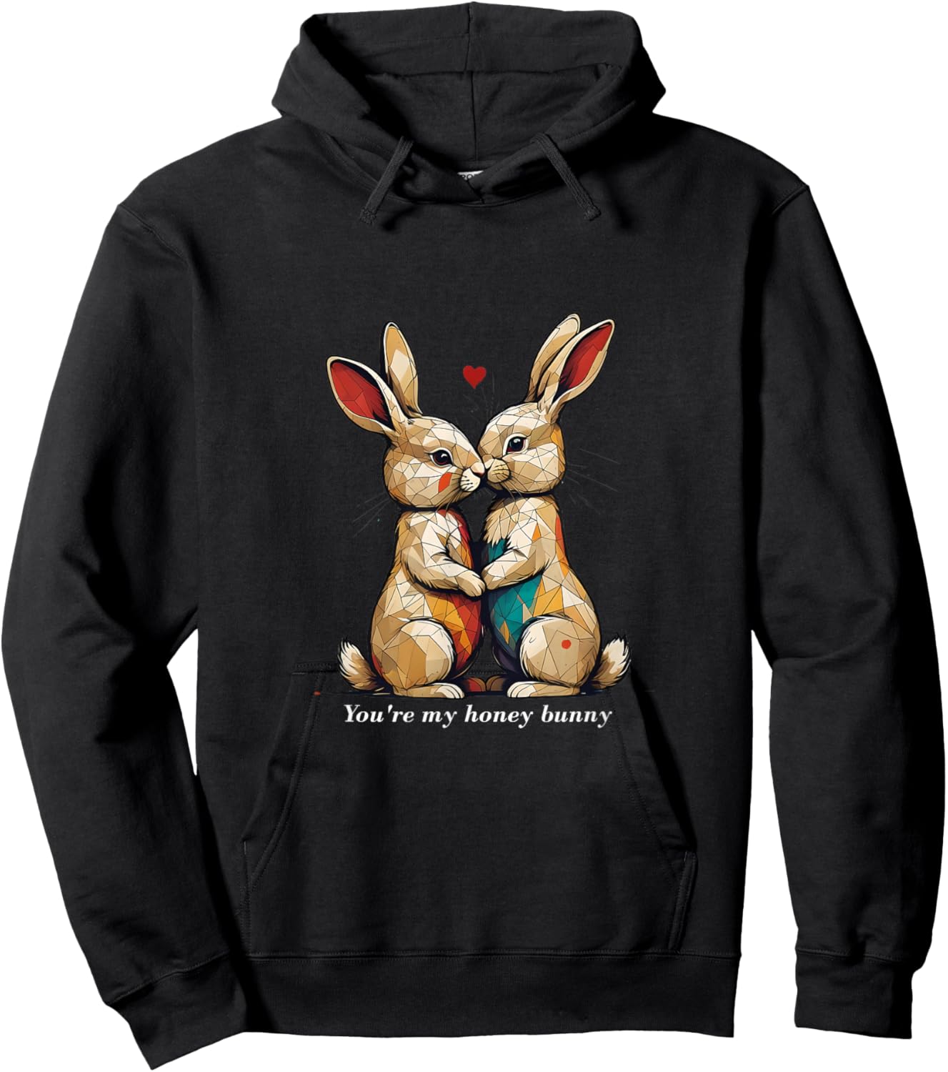 Gift Valentine's Day Anniversary Kissing Honey Bunny Hoodie - Hoodie | Black