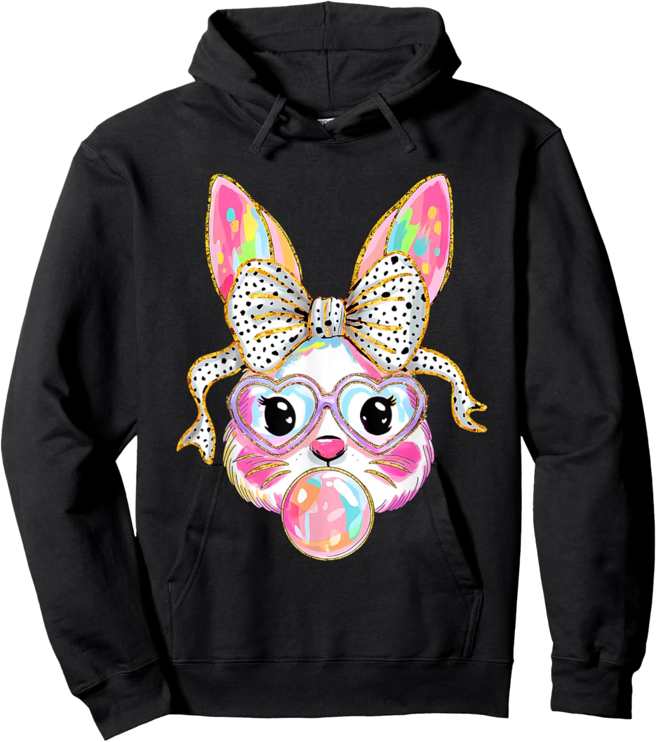 Rabbit Bunny Blowing Bubble Happy Easter Cute Bunny Lover Hoodie - Hoodie | Black