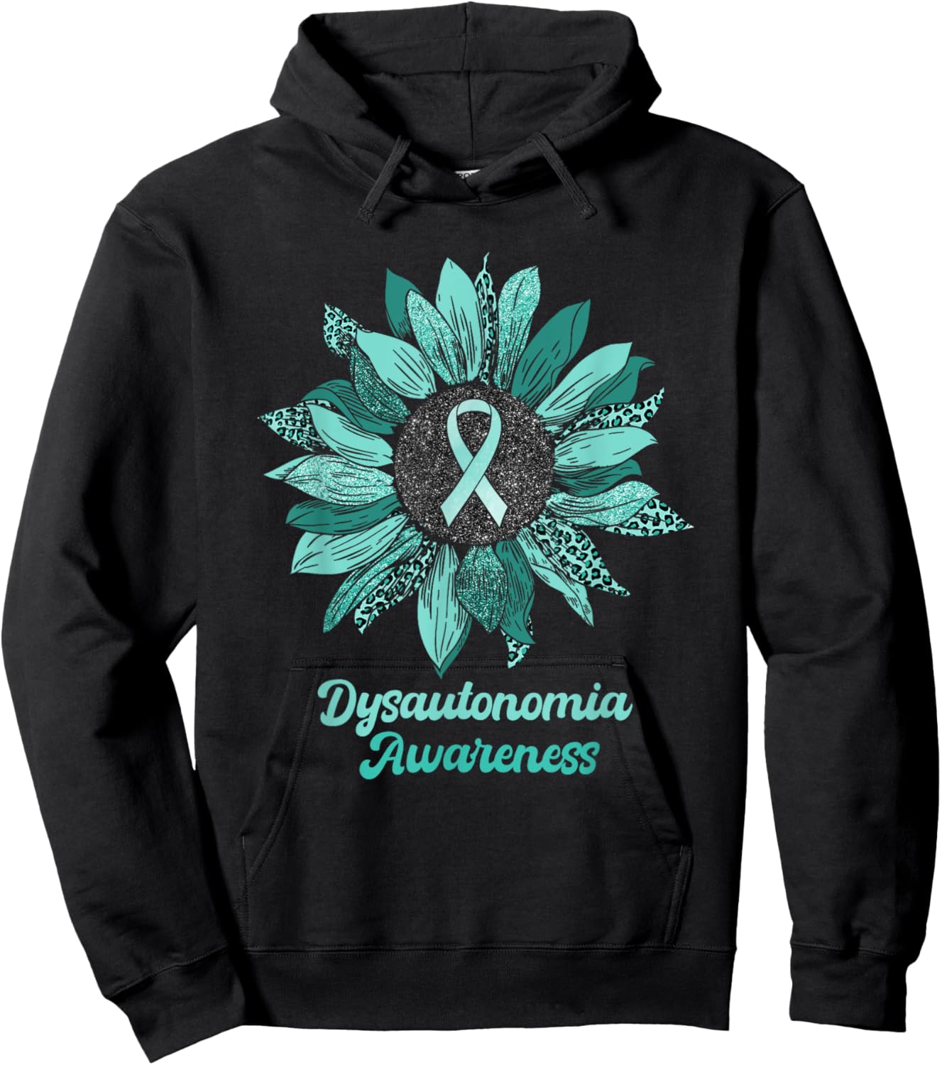 Leopard Sunflower Dysautonomia Awareness Warrior Support Hoodie - Hoodie | Black