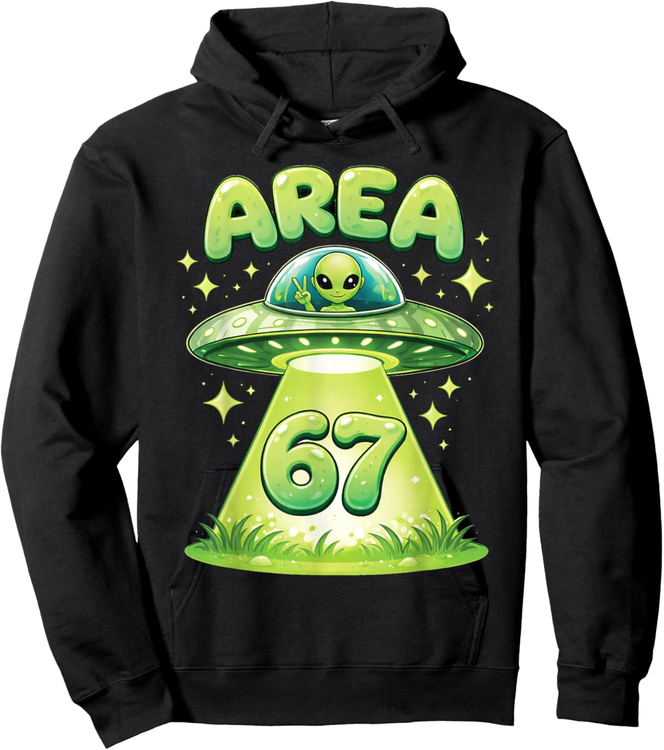 Area 67 UFO Alien Funny Six Seven Gen Alpha Slang Kids Hoodie - Hoodie | Black