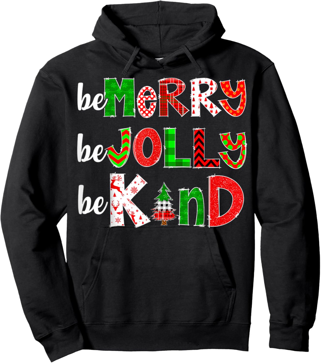 Be Merry Be Jolly Be Kind Merry Christmas Teacher Xmas Pjs Hoodie - Hoodie | Black