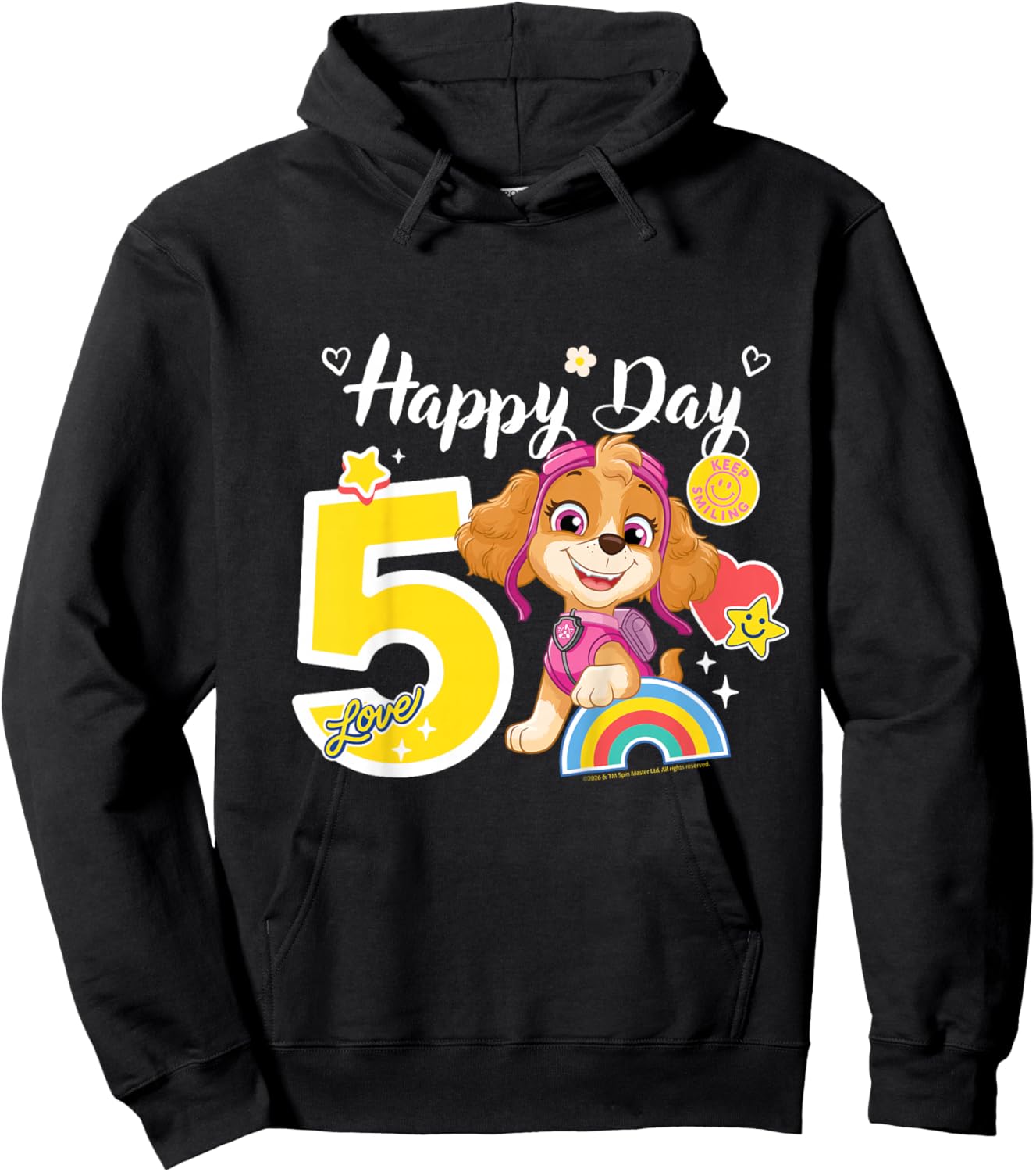 Official Paw Patrol Skye Happy Day Birthday Age 5 Hoodie - Hoodie | Black