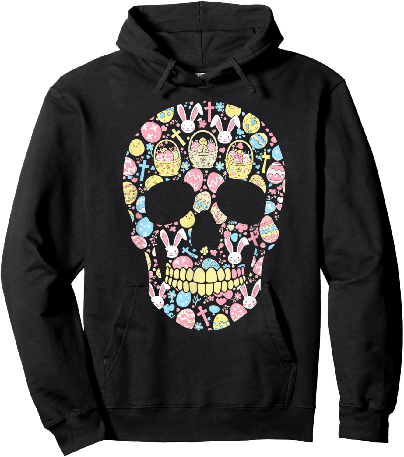 Skull Bunny Easter Egg Easter Day Kids Hoodie - Hoodie | Black