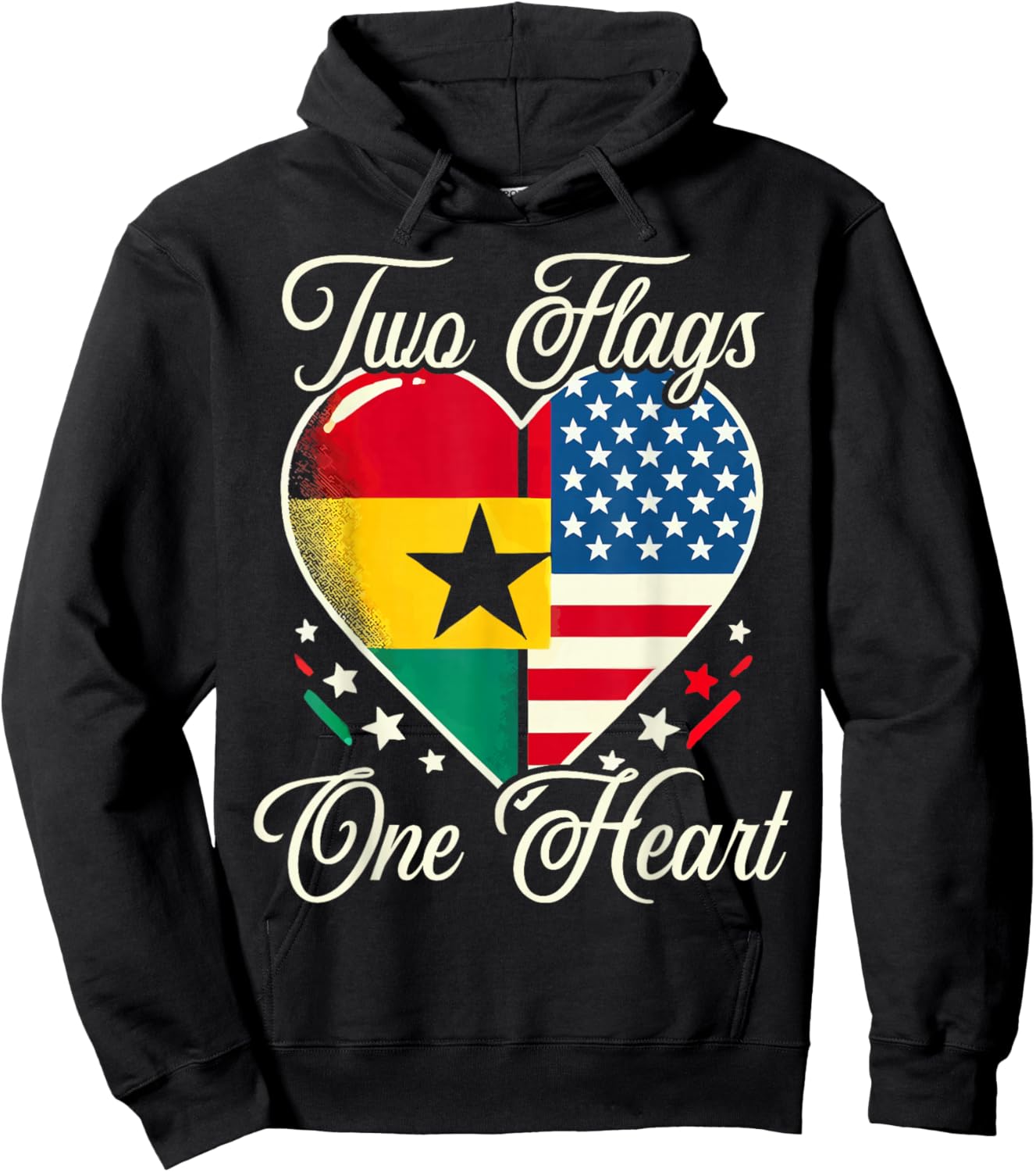 Half Ghanaian Half American USA Flag Ghana America Hoodie - Hoodie | Black