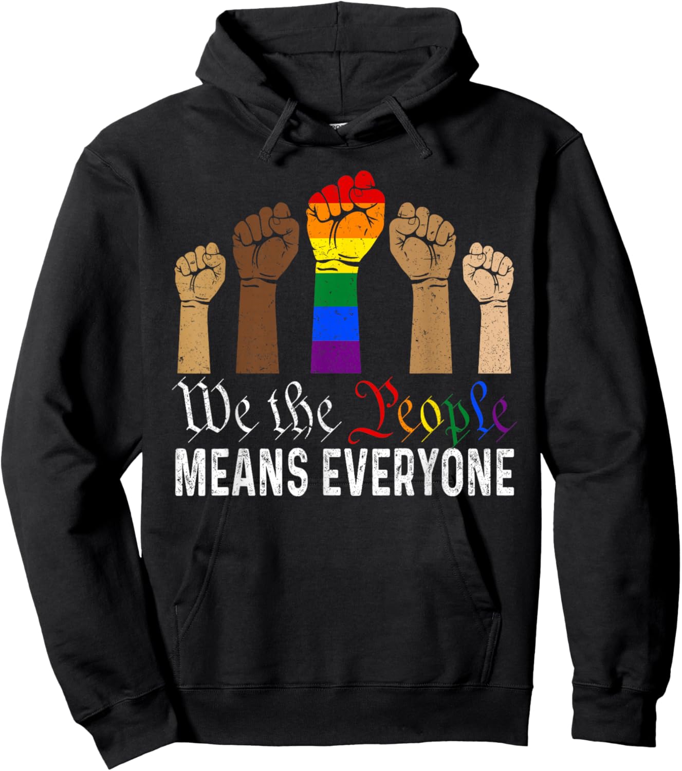 We The People Means Everyone US America Flag LGBT Pride Hoodie - Hoodie | Black