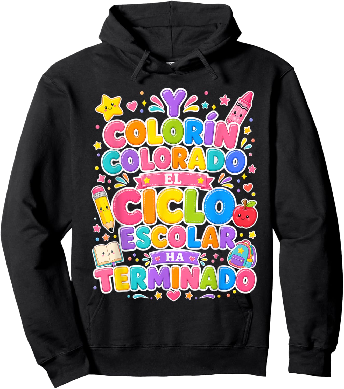 Cute Ultimo Dia de Escuela Spanish en Espanol Hoodie - Hoodie | Black