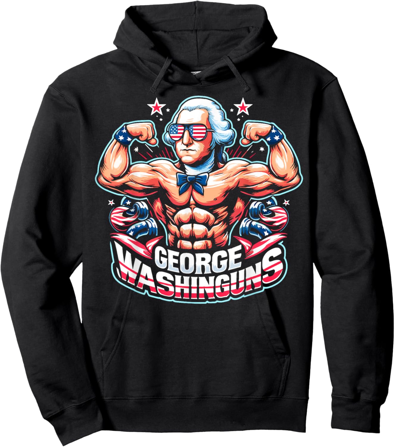 George Washinguns 4th of July George Washington Funny Gym Hoodie - Hoodie | Black