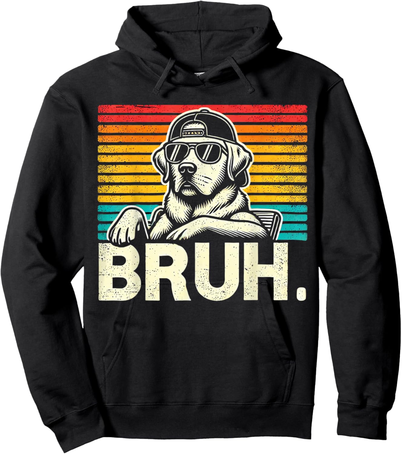 Bruh Retro Vintage 80s Dog Sunglasses Funny Bruh Labrador Hoodie - Hoodie | Black