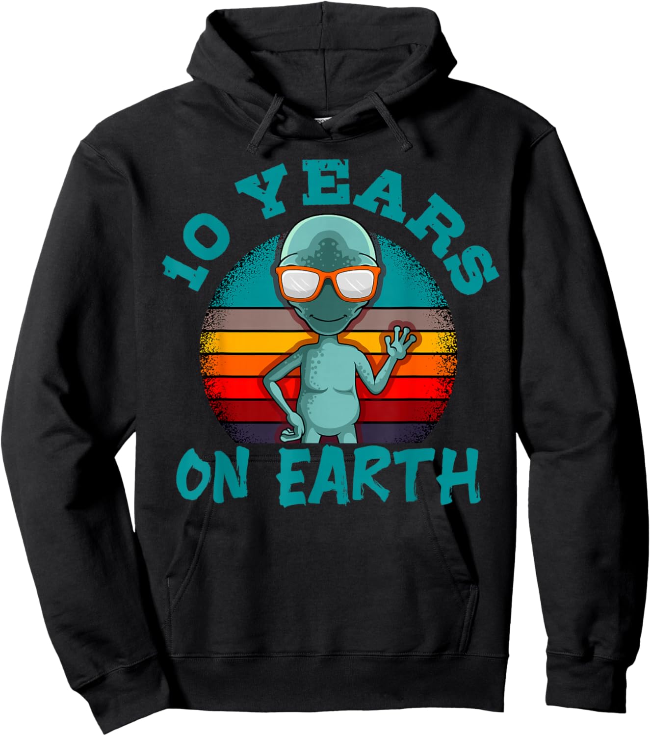 Alien 10th Birthday Party UFO Space Galaxy Traveler Cosmos Hoodie - Hoodie | Black