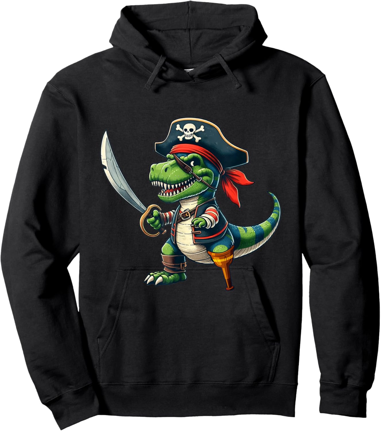 Toddler Pirate Shirt Dinosaur T-Rex Tyrannosaurus Halloween Hoodie - Hoodie | Black