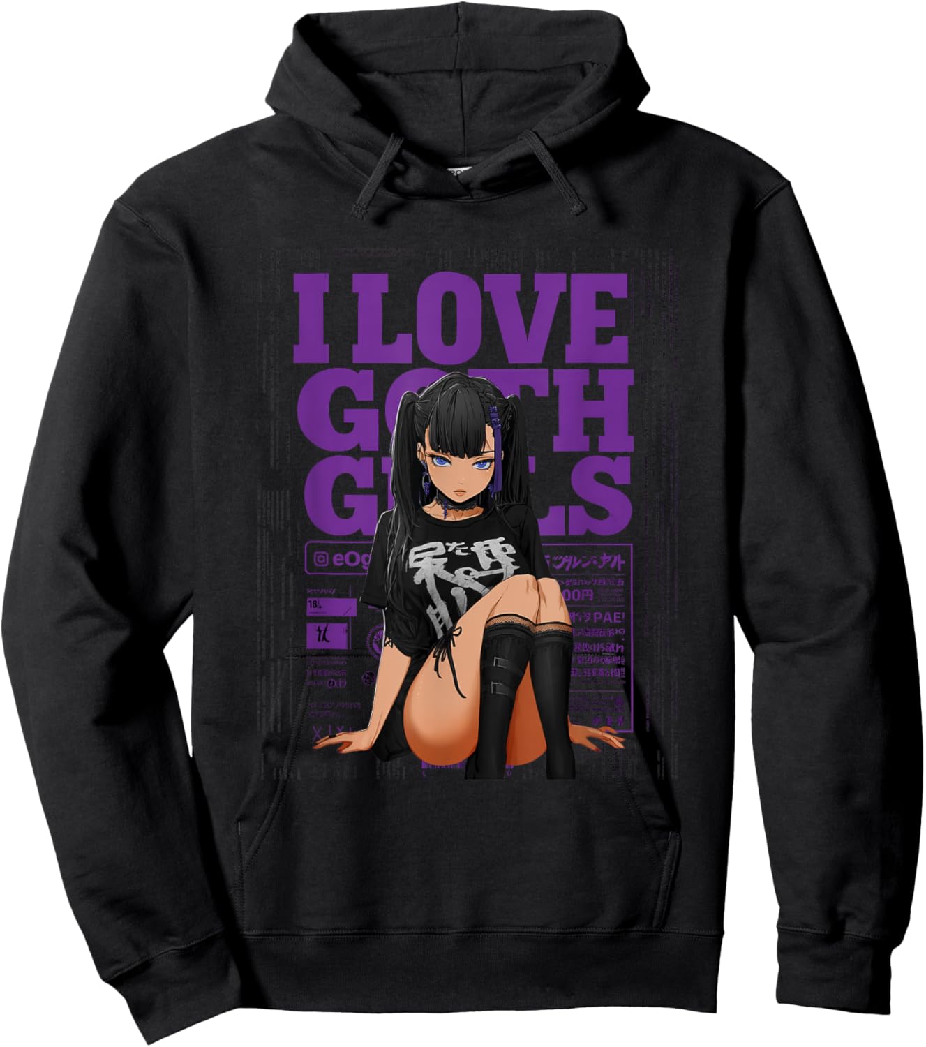 I Love Goth Girls – Titelseite für Herren, Gothic, Anime, Goth Lover Hoodie - Hoodie | Black