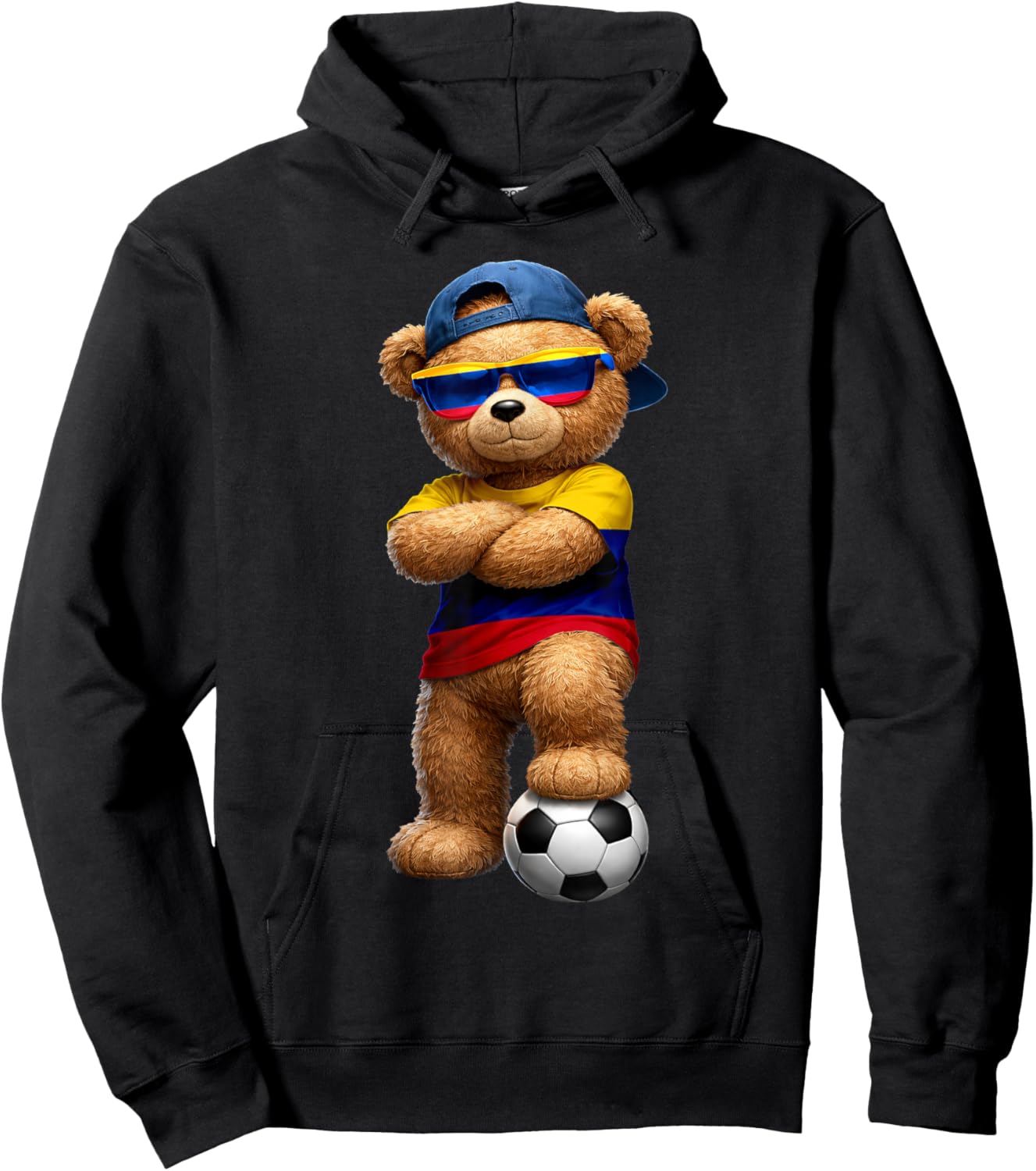 Colombian Flag Teddy Player Sports Outfit for Colombia Hoodie - Hoodie | Black