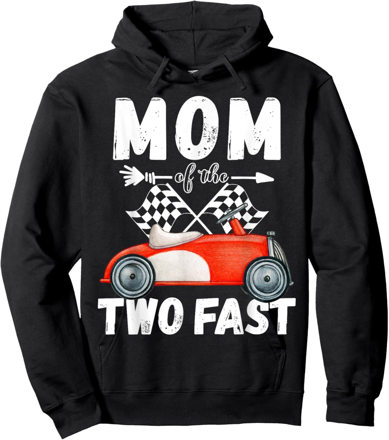 Mom Of The Two Fast 2 Curious Birthday 2nd Little Racer Hoodie - Hoodie | Black
