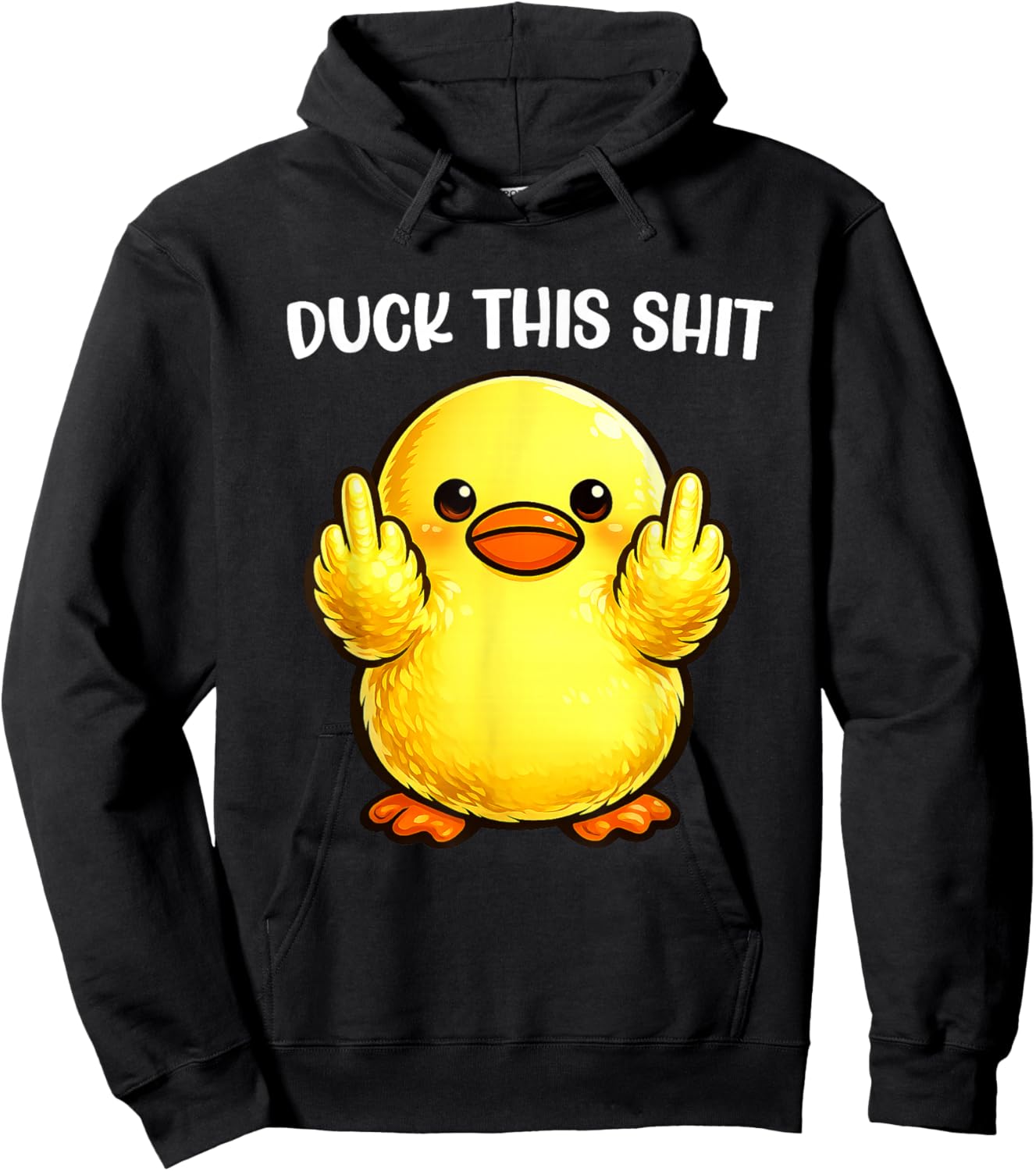 Duck This Shit Funny Silly Duck Middle Finger Duck Meme Hoodie - Hoodie | Black