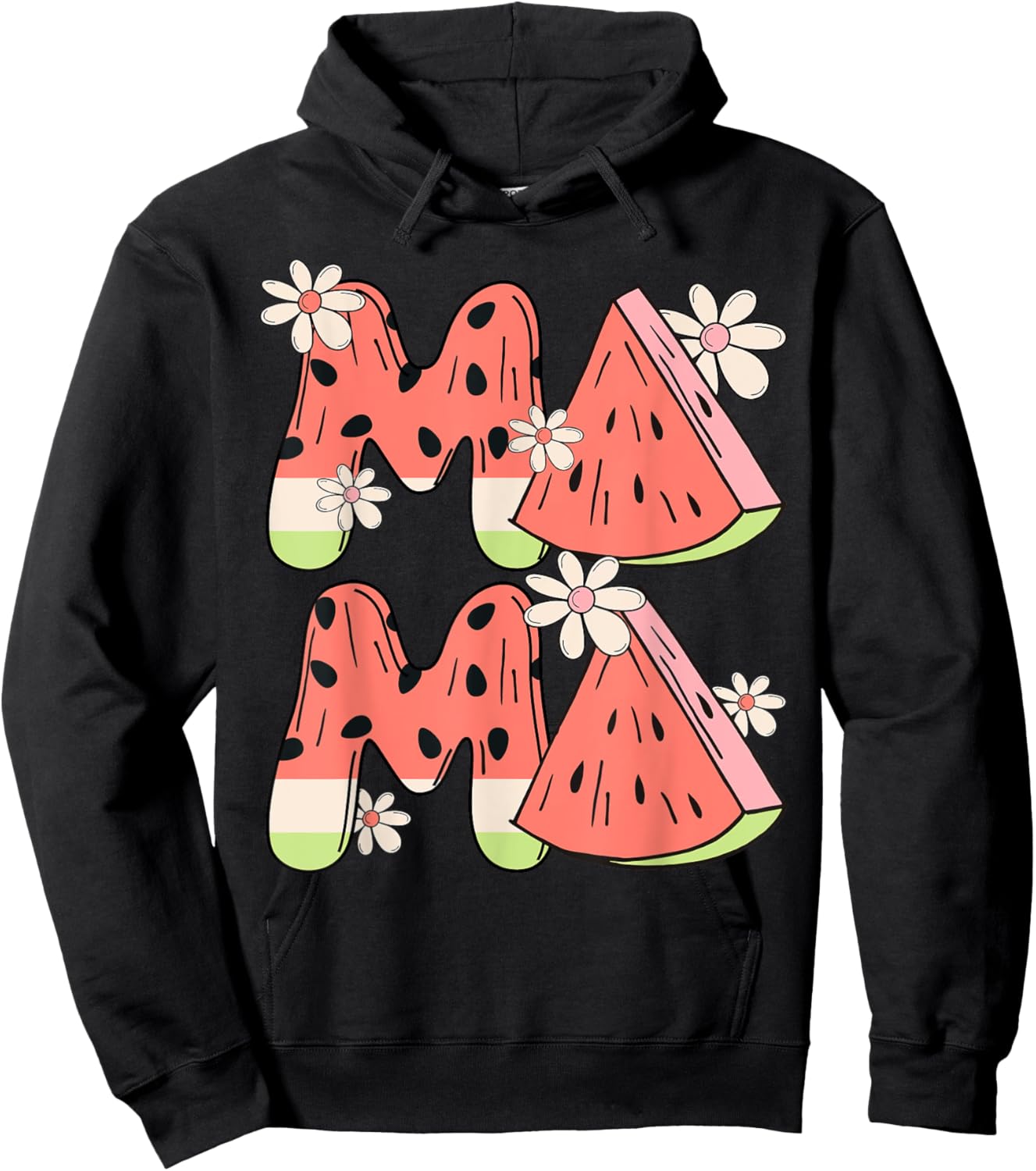 Mama Watermelon Funny Summer Fruit Great Mothers Day Hoodie - Hoodie | Black