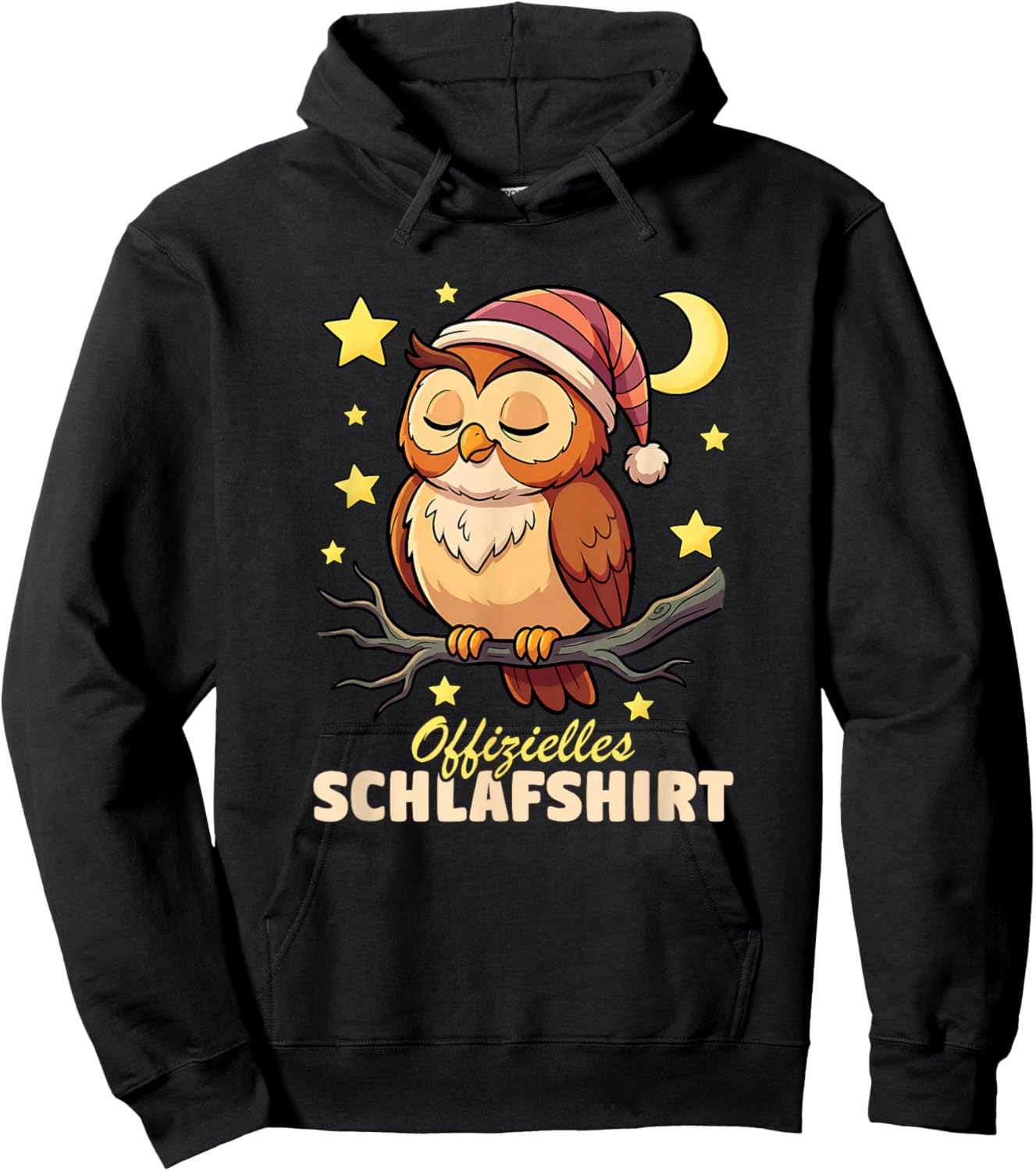 Official Sleep Shirt Owl Moon Stars Cute Cute Night Hoodie - Hoodie | Black