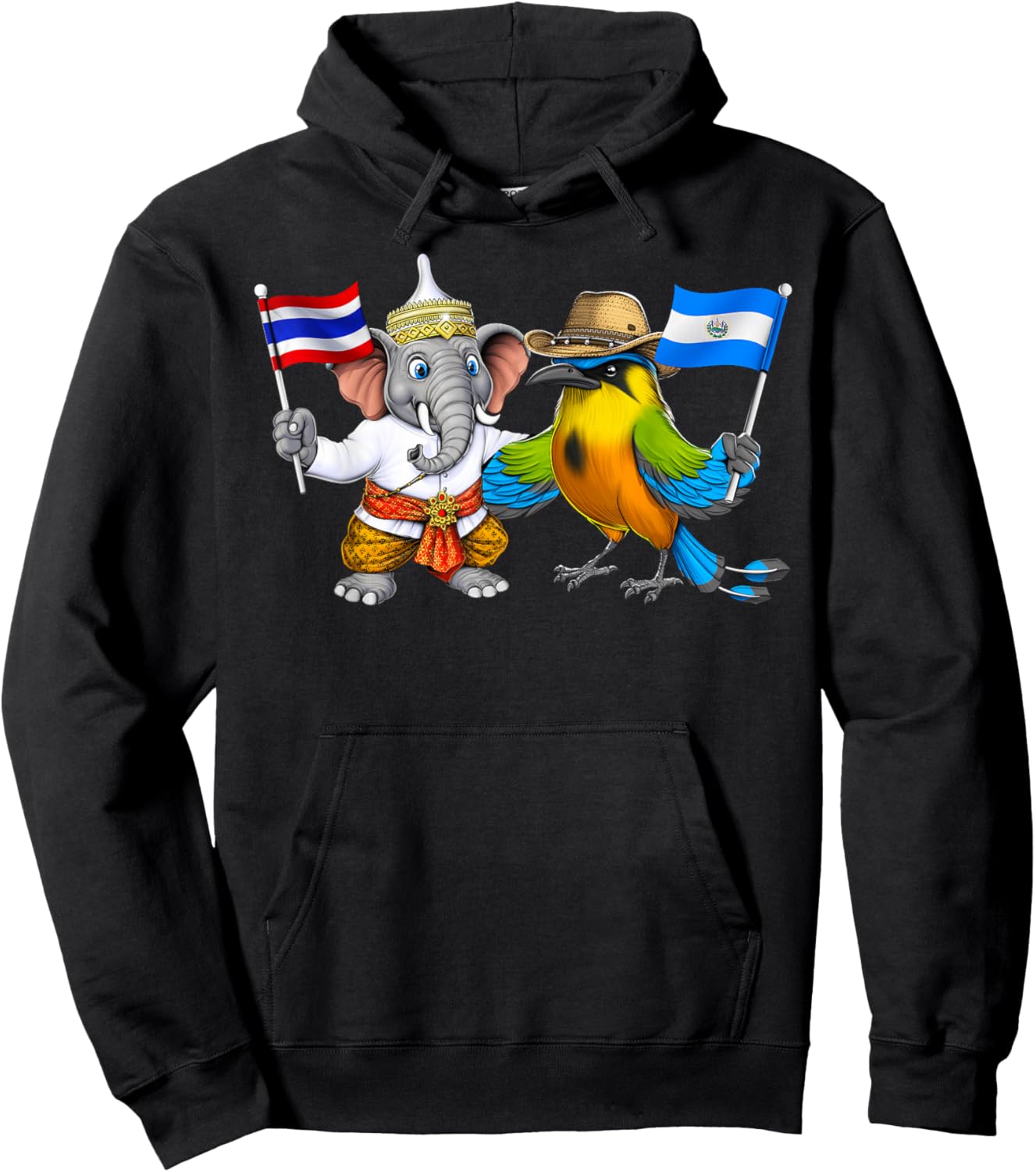 El Salvador Thaïlande Drapeau Salvadorien Thaïlandais Hoodie - Hoodie | Black