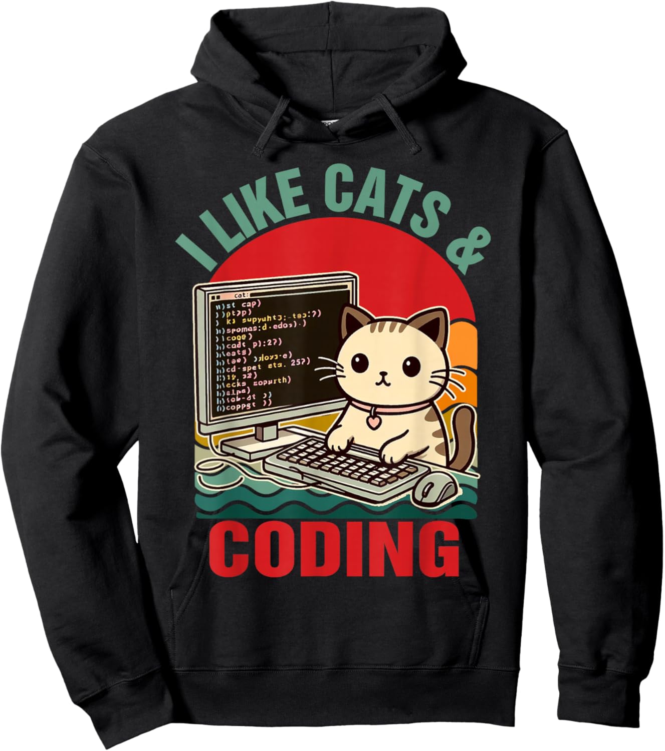 Coder Programmer Cat Lover Cat Dad I Like Cats & Coding Hoodie - Hoodie | Black