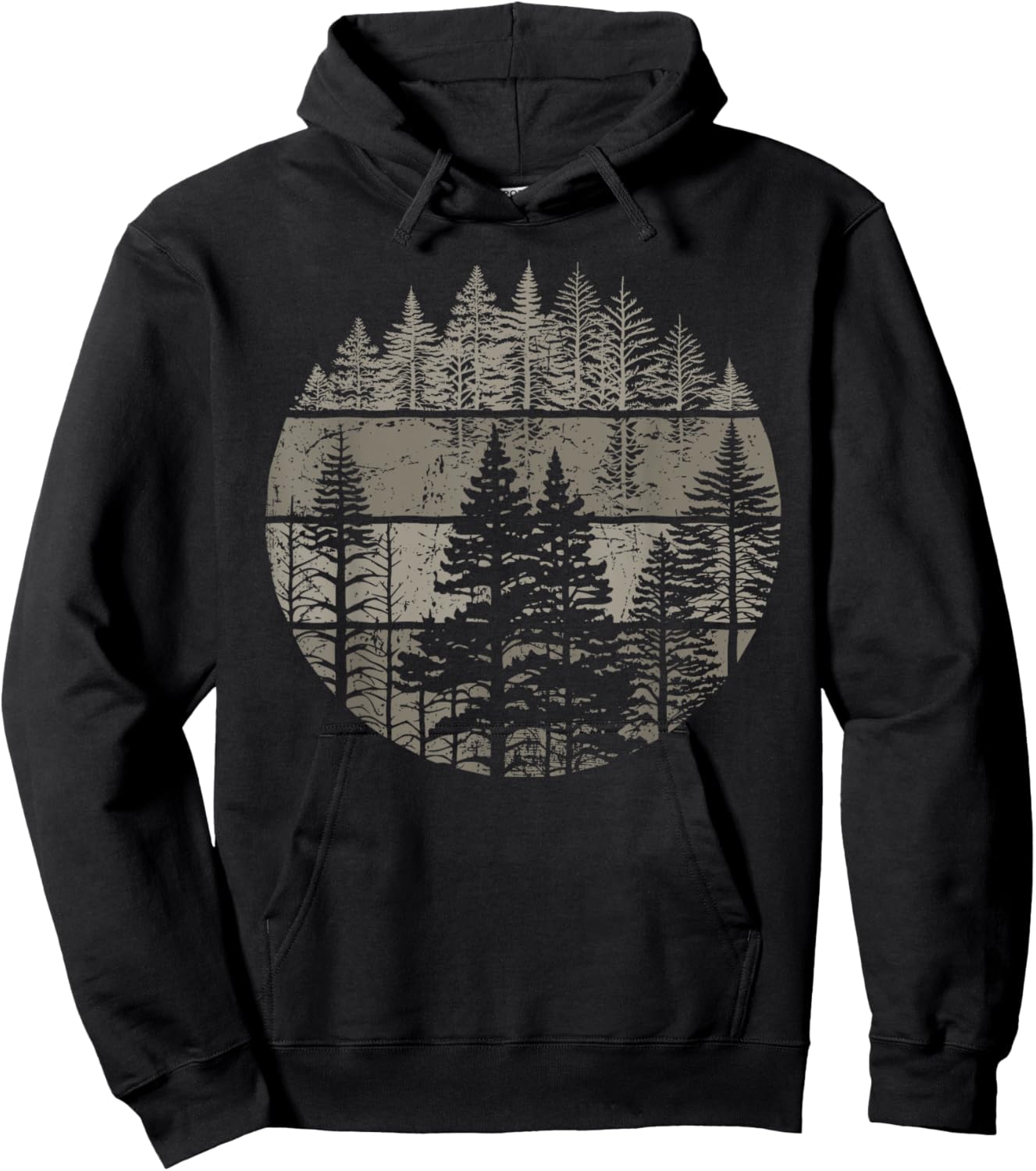 Retro Forest Trees Outdoors Nature Women Men Vintage Graphic Hoodie - Hoodie | Black