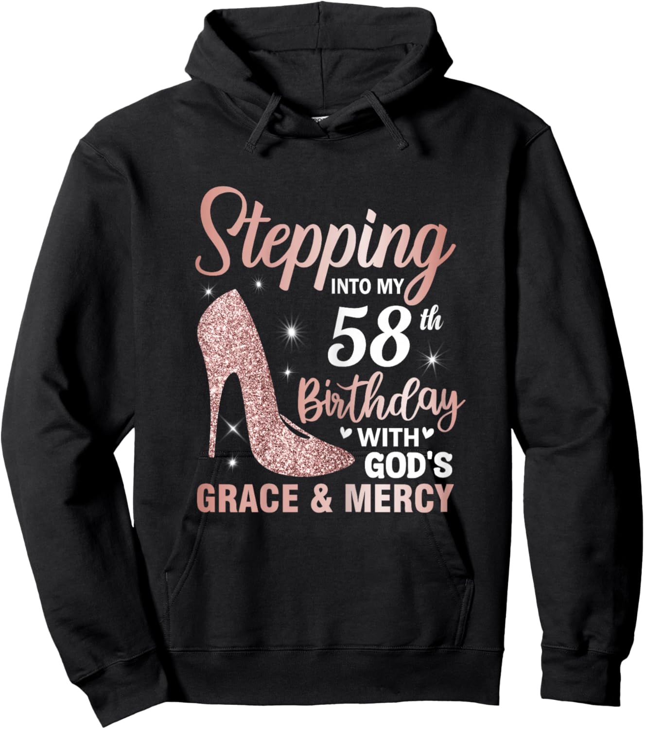Stepping Into My 58th Birthday Shirt Women 58 Year Old Bday Hoodie - Hoodie | Black