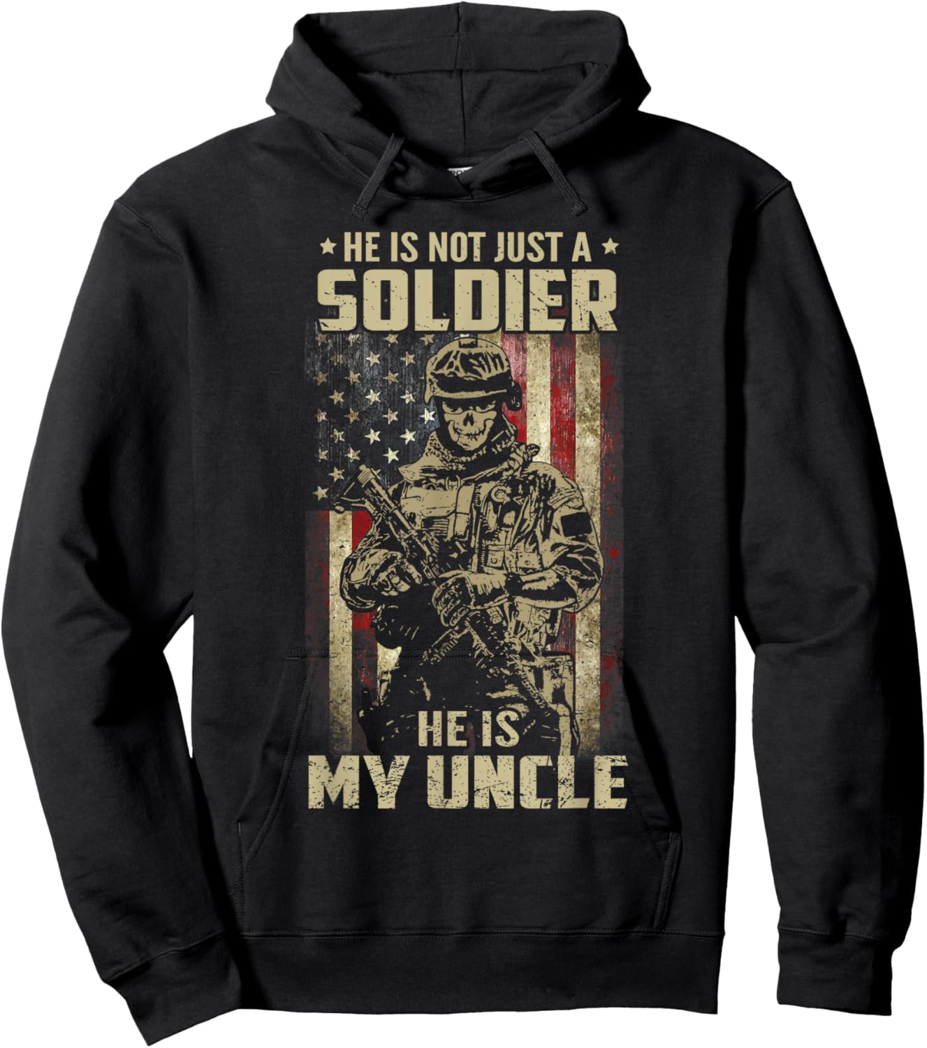 Not Just A Soldier He Is My Uncle US Veteran Family Matching Hoodie - Hoodie | Black