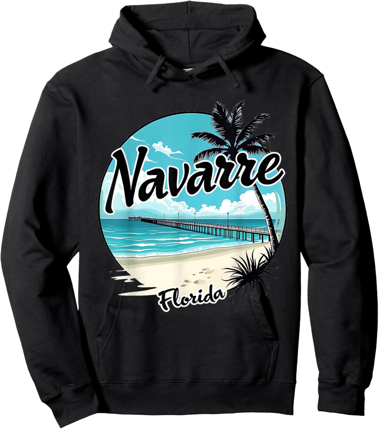 Scenic Navarre Florida Beach and Pier Art Hoodie - Hoodie | Black