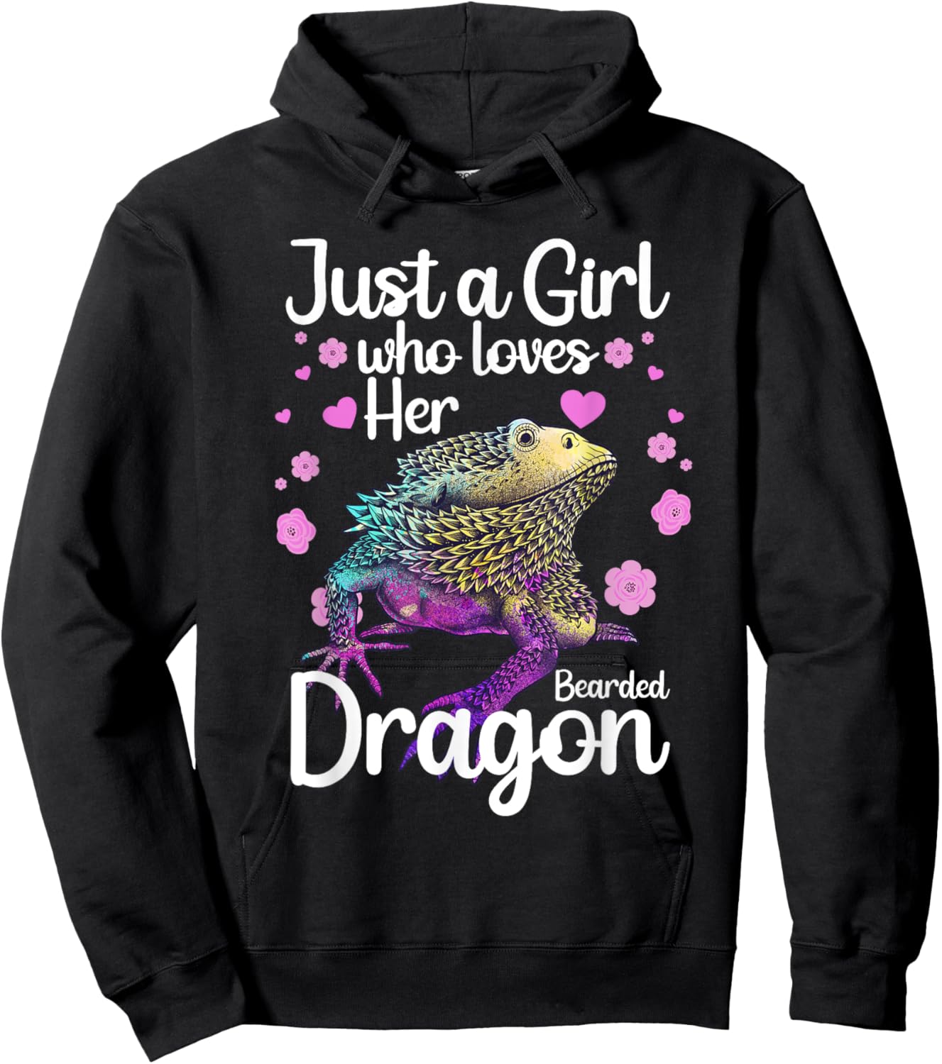 Cool Bearded Dragon Art For Girls Women Bearded Dragon Lover Hoodie - Hoodie | Black