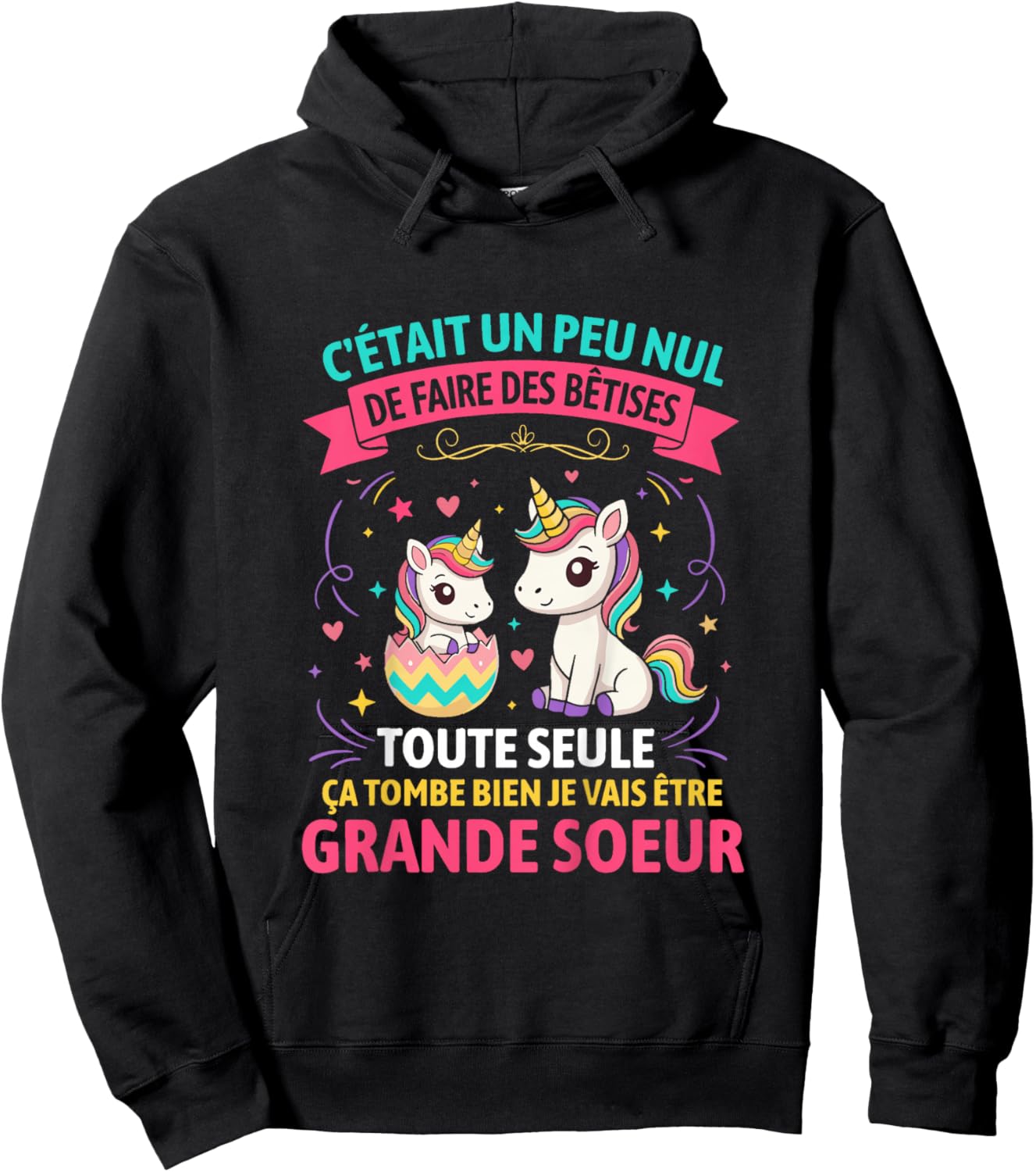 Enfant Annonce Grossesse Grande Soeur Bêtises Future Grande Sœur Hoodie - Hoodie | Black