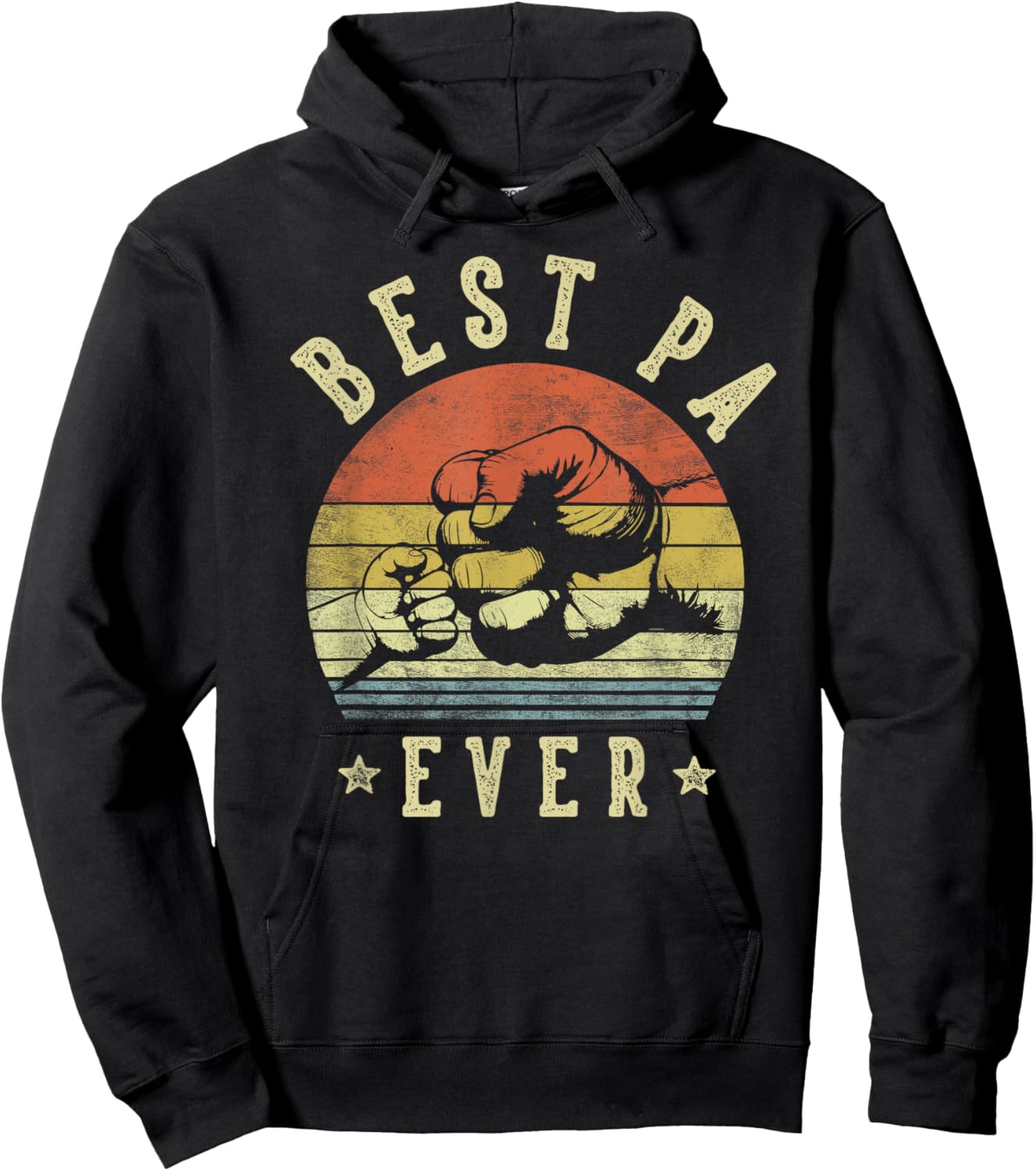 Best Pa Ever - Retro Fist Bump Vintage Design Pa Hoodie - Hoodie | Black