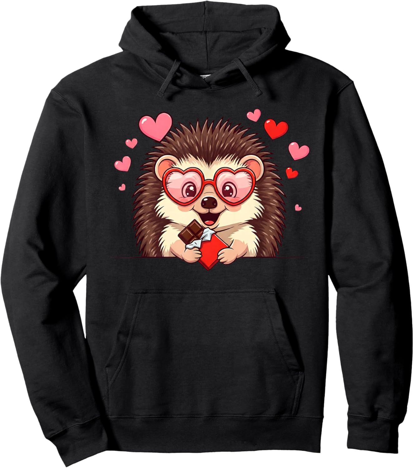 Funny Hedgehog Heart Chocolate Valentine Kids Hoodie - Hoodie | Black