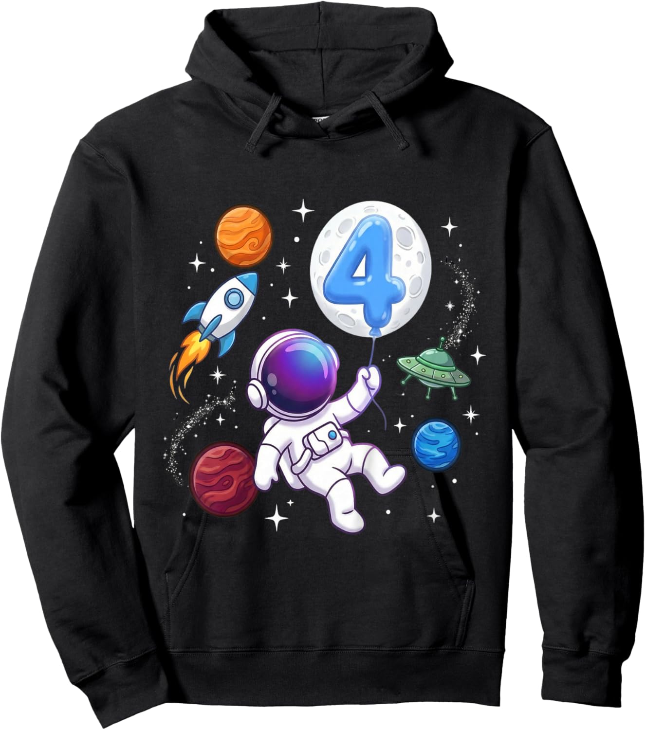 Kinder Astronaut 4. Geburtstag - Junge 4 Jahre alt Kindergeburtstag Hoodie - Hoodie | Black