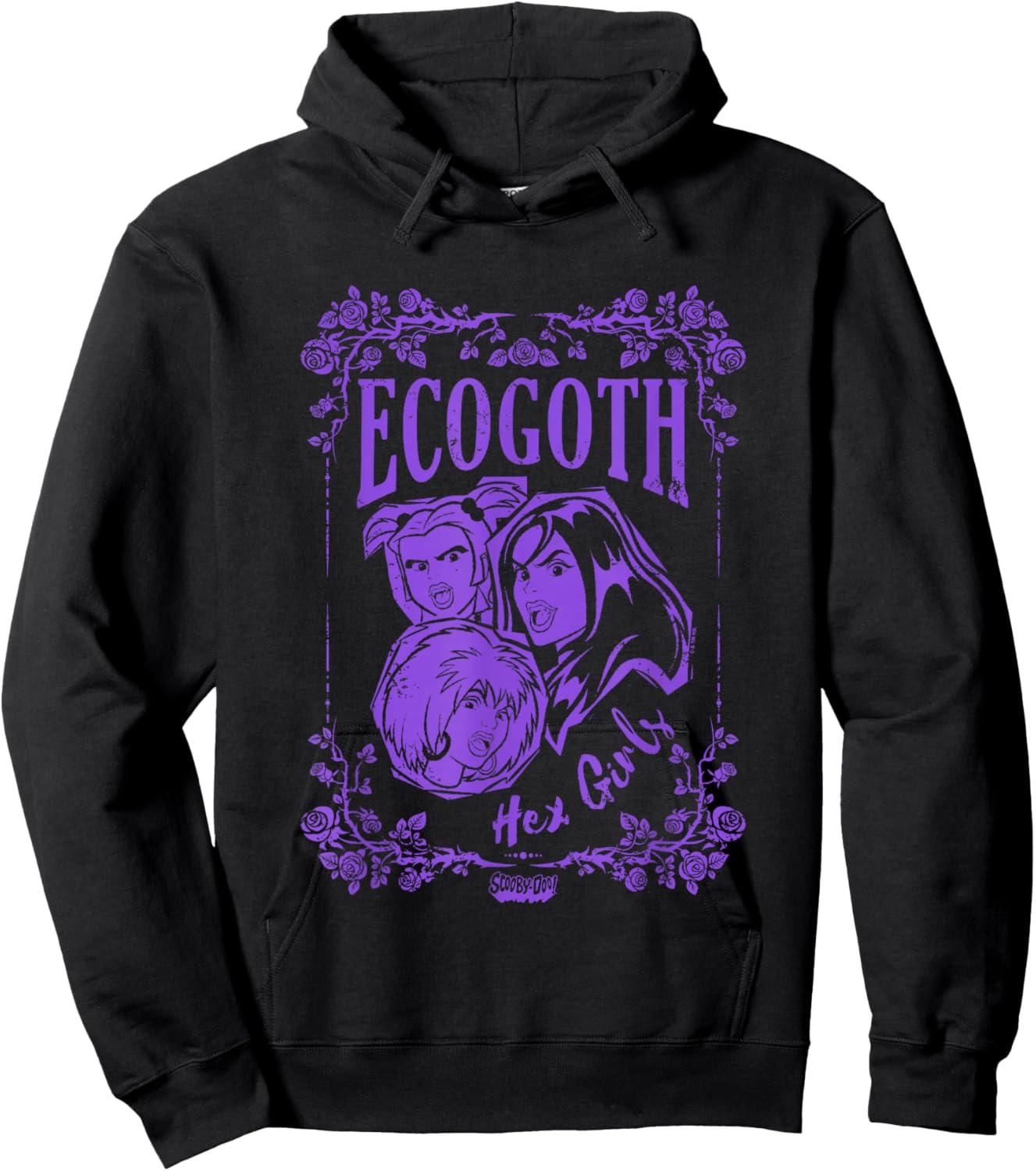 Scooby-Doo Hex Girls Ecogoth Distressed Floral Chest Logo Hoodie - Hoodie | Black