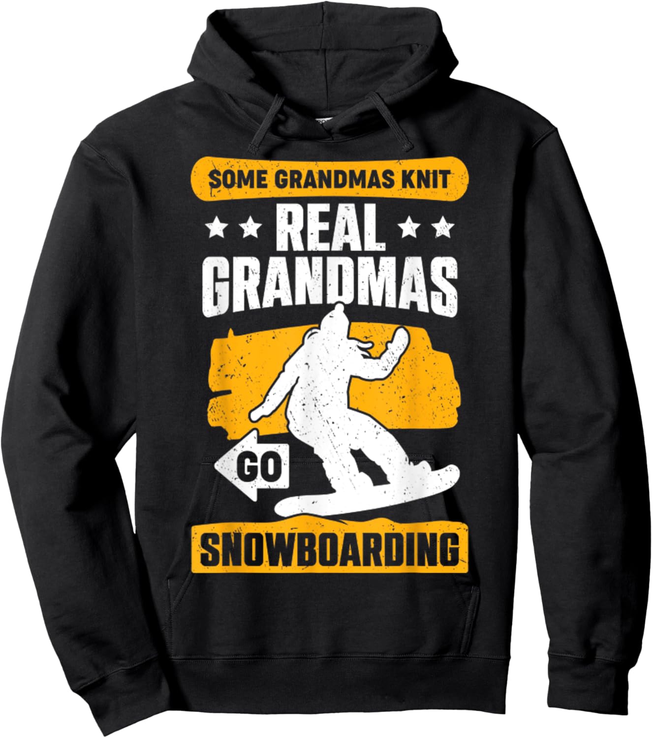 Snowboarding Grandma Snowboarder Old Woman Gift Funny Hoodie - Hoodie | Black