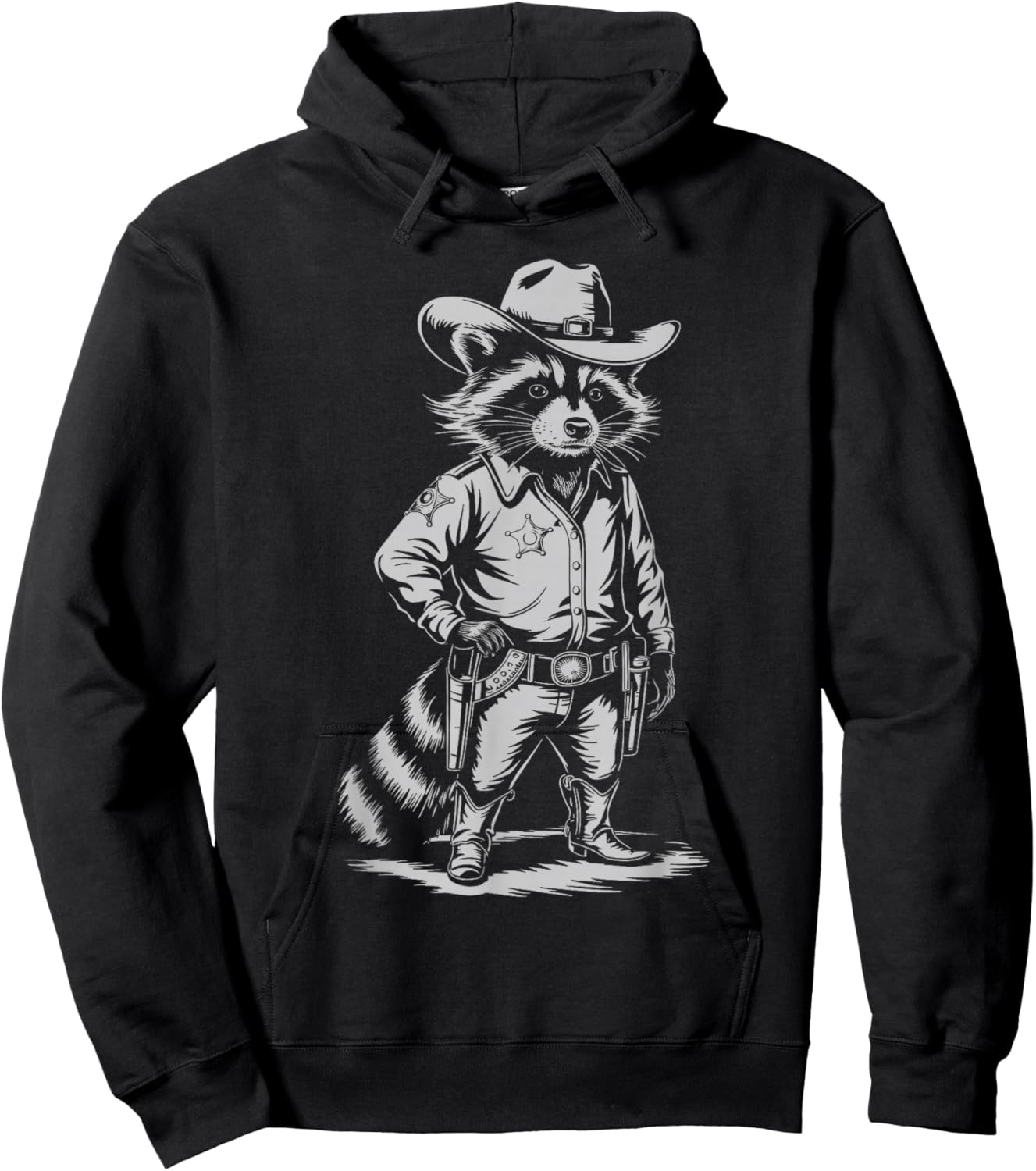 Vintage Style Raccoon Panda Cowboy Western Country Cowgirl Hoodie - Hoodie | Black