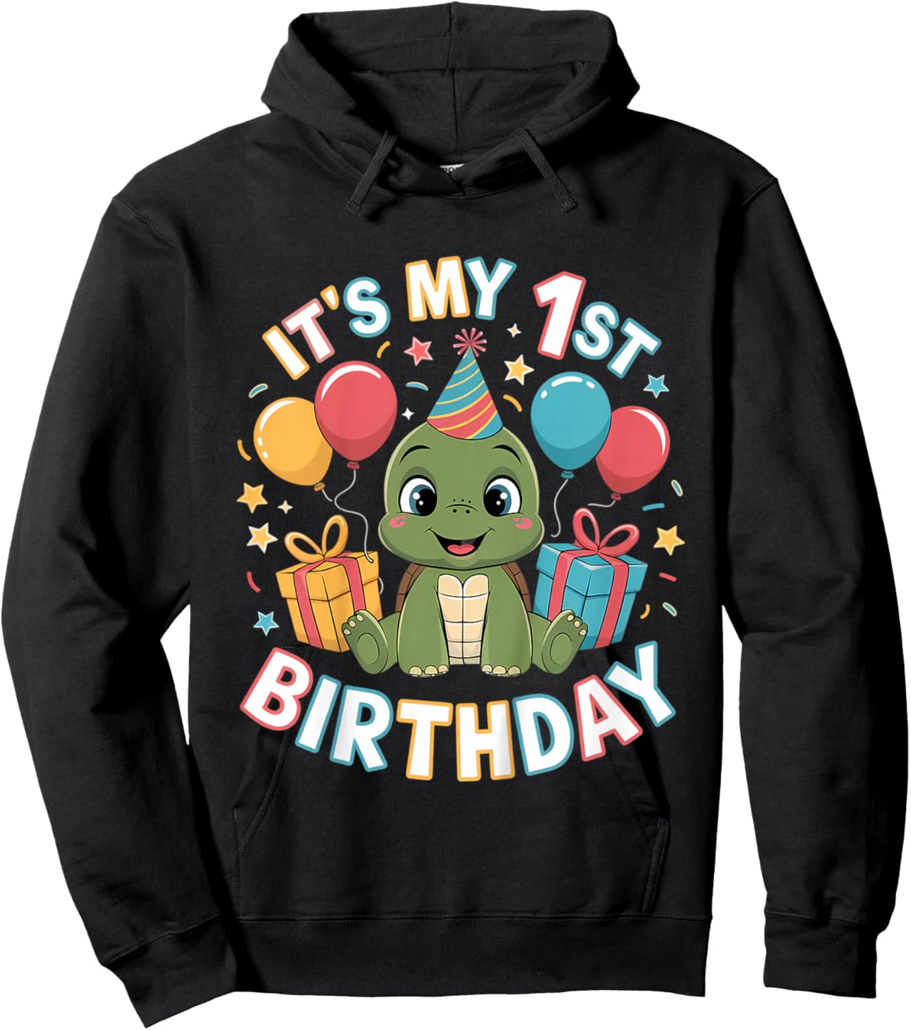 Kids 1st Birthday Turtle Party Design Hoodie - Hoodie | Black