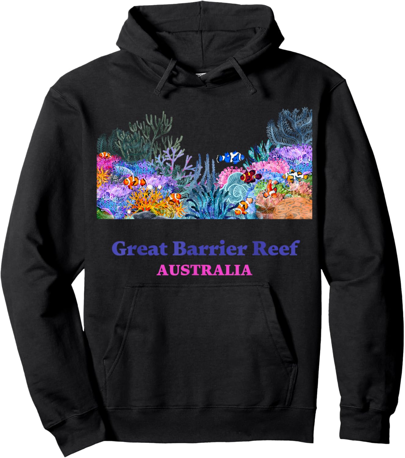 Great Barrier Reef Australia Tourist Vacation Souvenir Coral Hoodie - Hoodie | Black