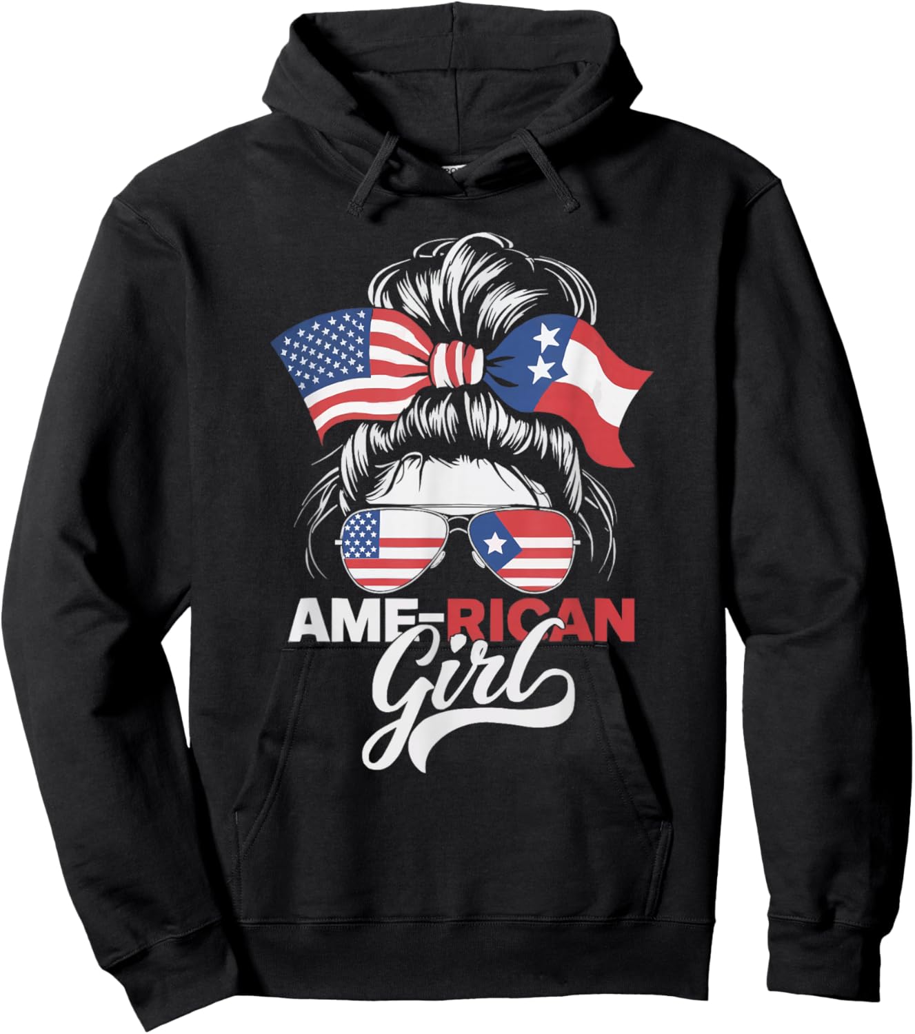 Half Puerto Rican Half American USA Flag Puerto Rico Hoodie - Hoodie | Black