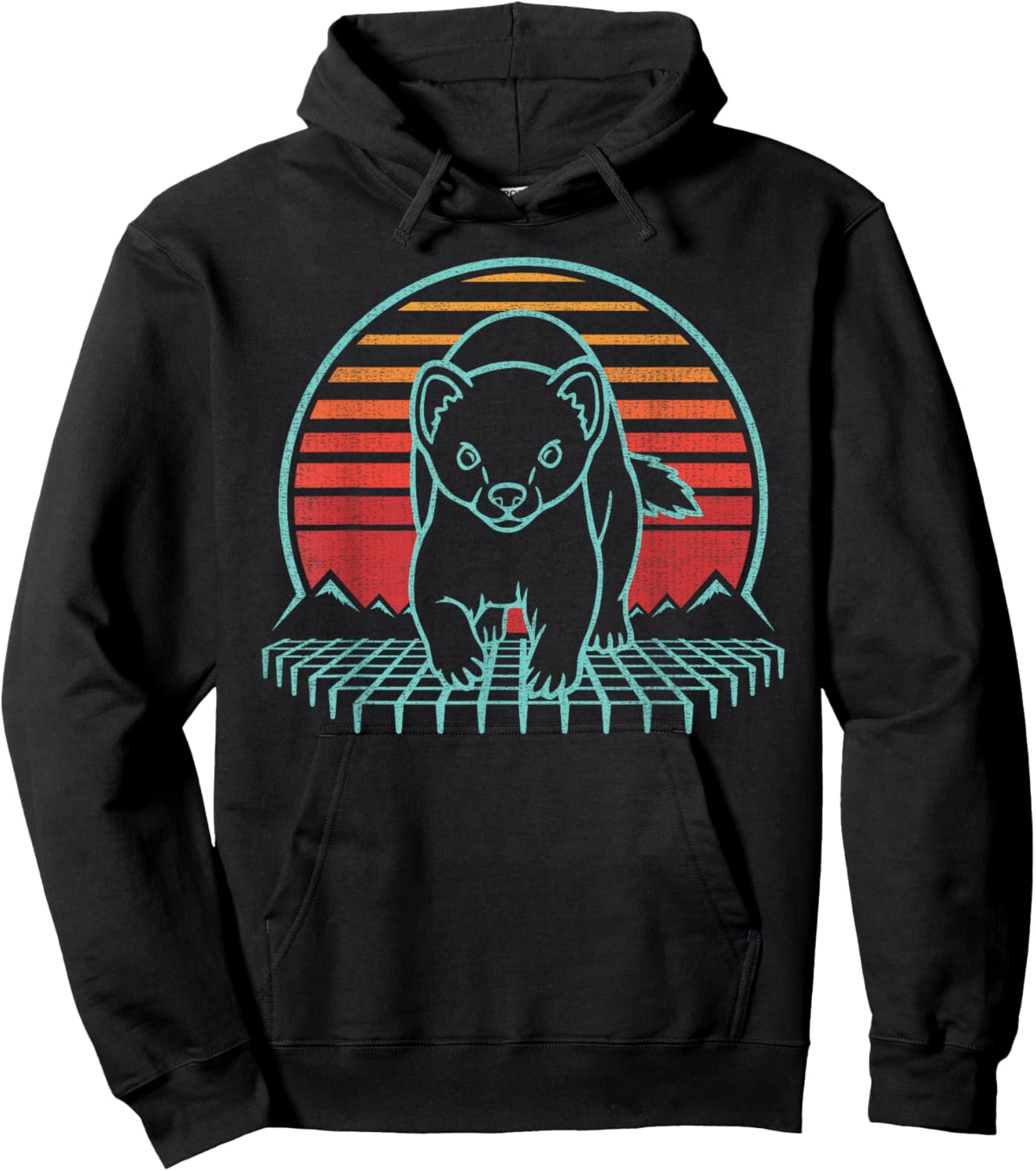 Stoat Lover Animal Retro Vintage 80s Hoodie - Hoodie | Black