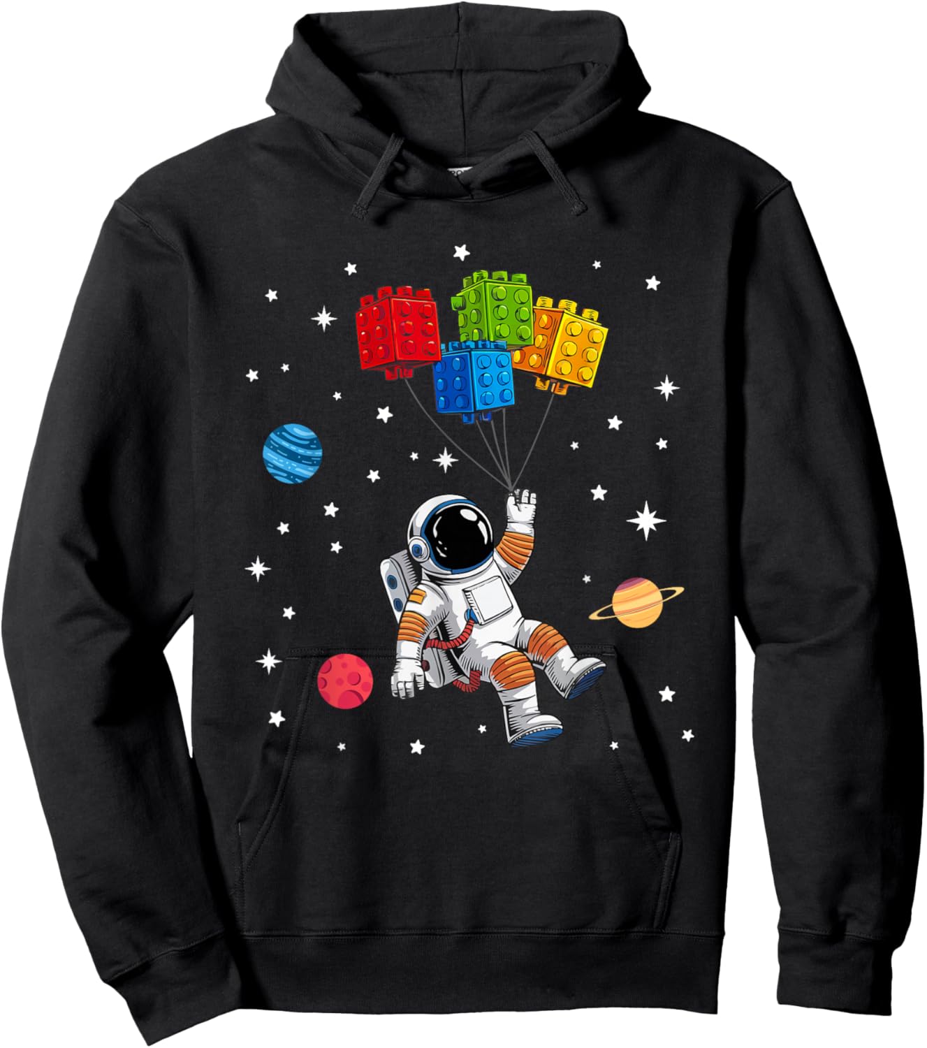 Space Astronaut Funny Building Blocks Bricks Master Builder Hoodie - Hoodie | Black