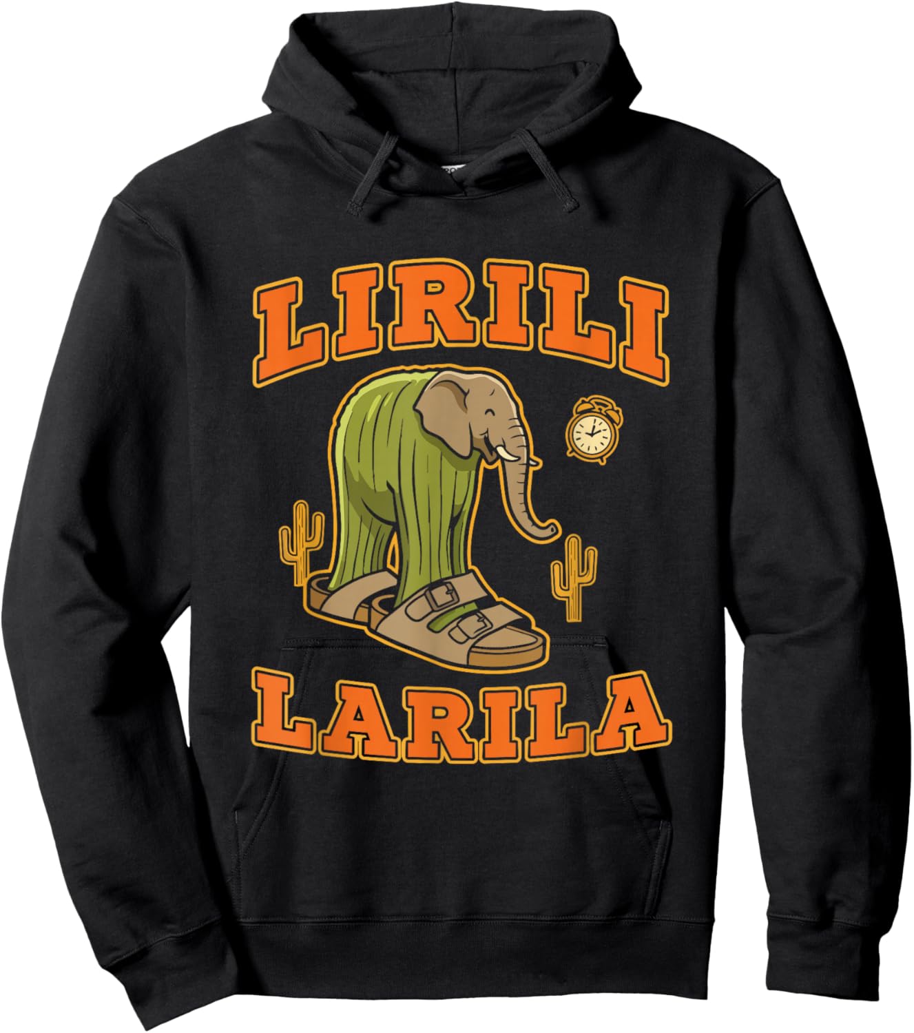 Lirili Larila Italian Brainrot Kids Meme Cactus Elephant Hoodie - Hoodie | Black