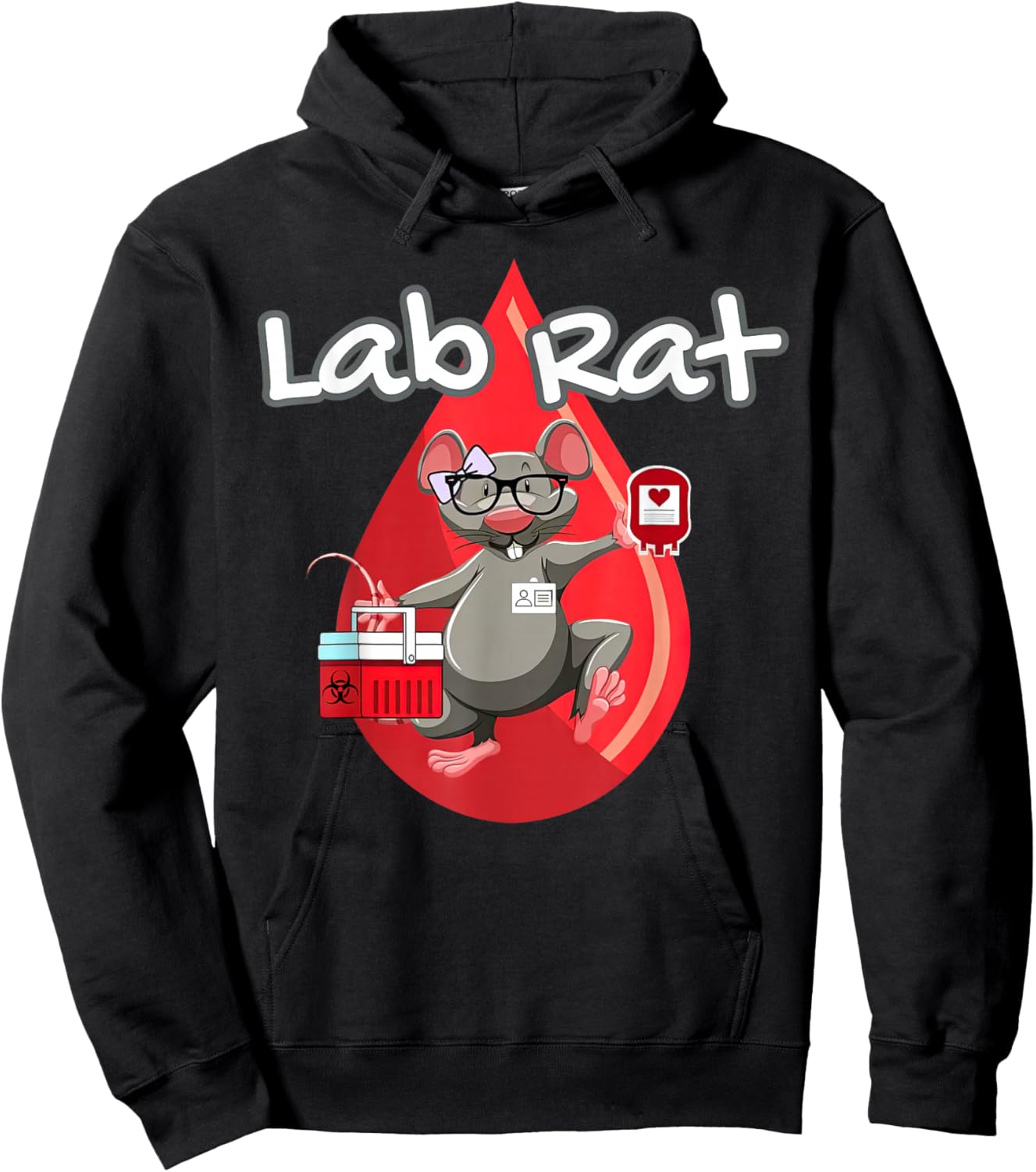 Cute Lab Rat Blood Bank Medical Technologist Scientist Tech Hoodie - Hoodie | Black