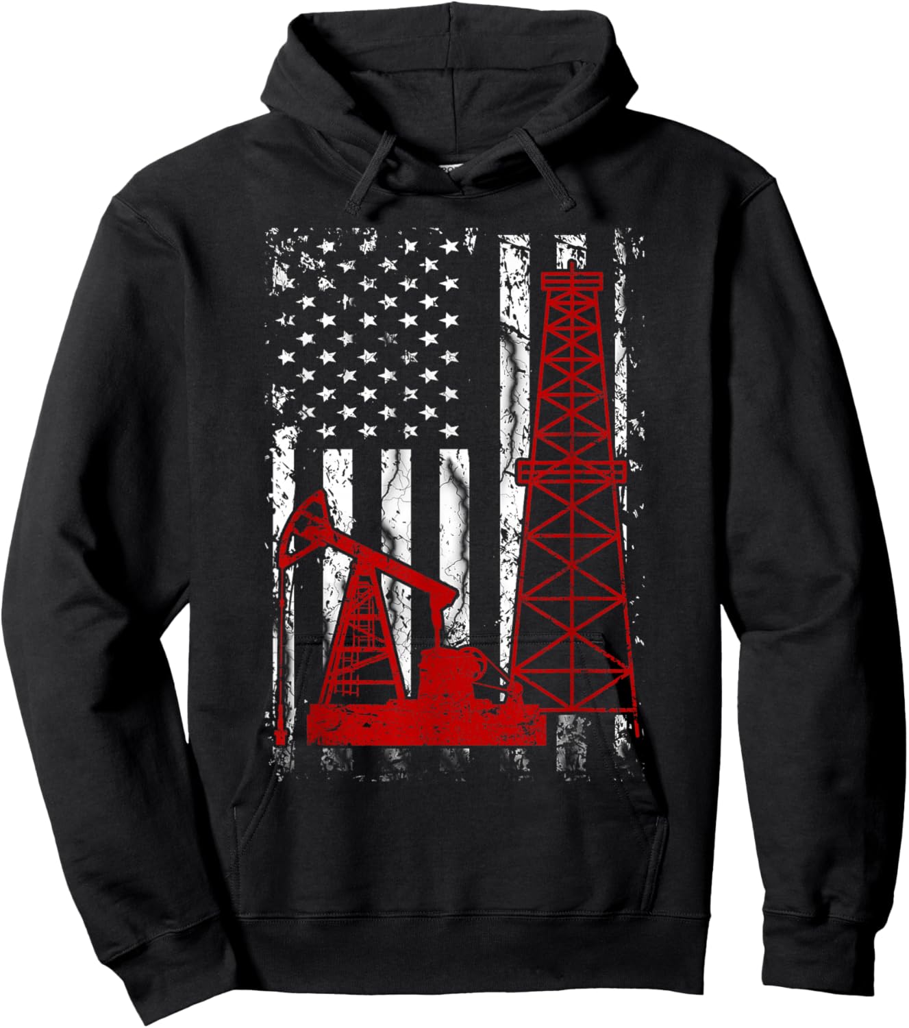 Proud American Oil Worker Oilfield Man Workers America Gift Hoodie - Hoodie | Black