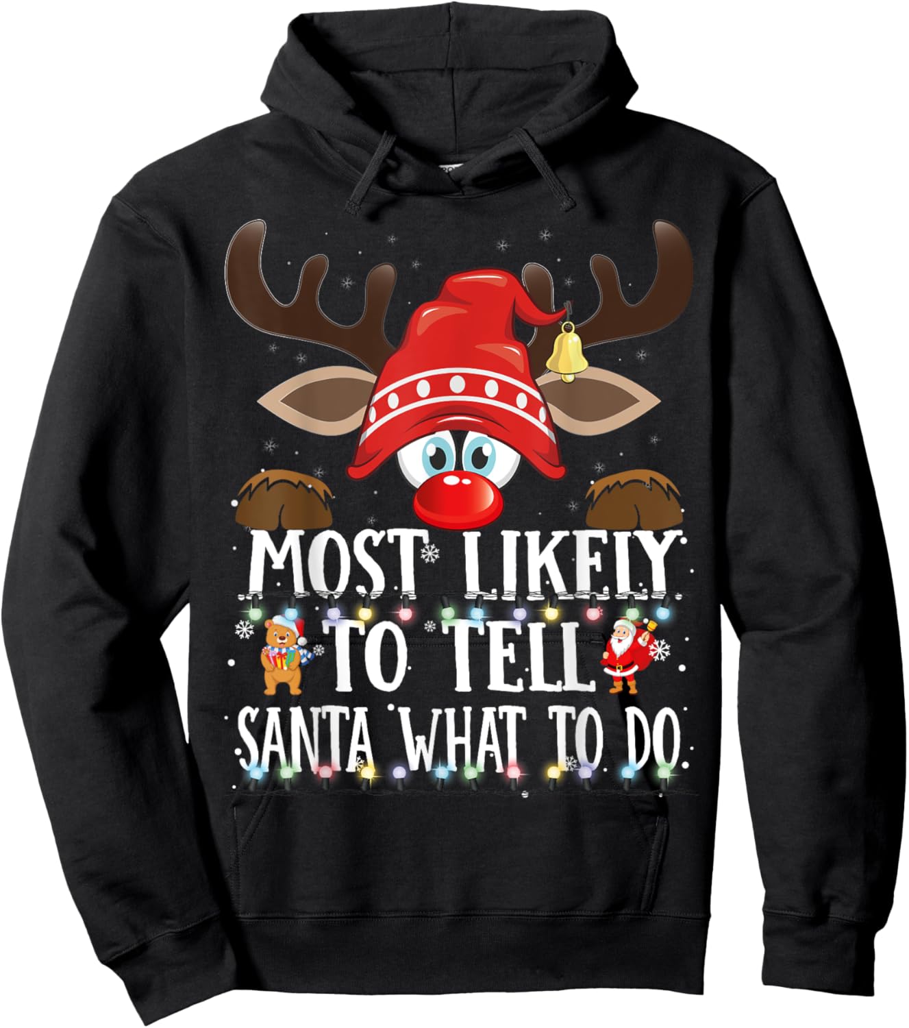 Christmas Matching Most Likely to Tell Santa What to Do PJS Hoodie - Hoodie | Black