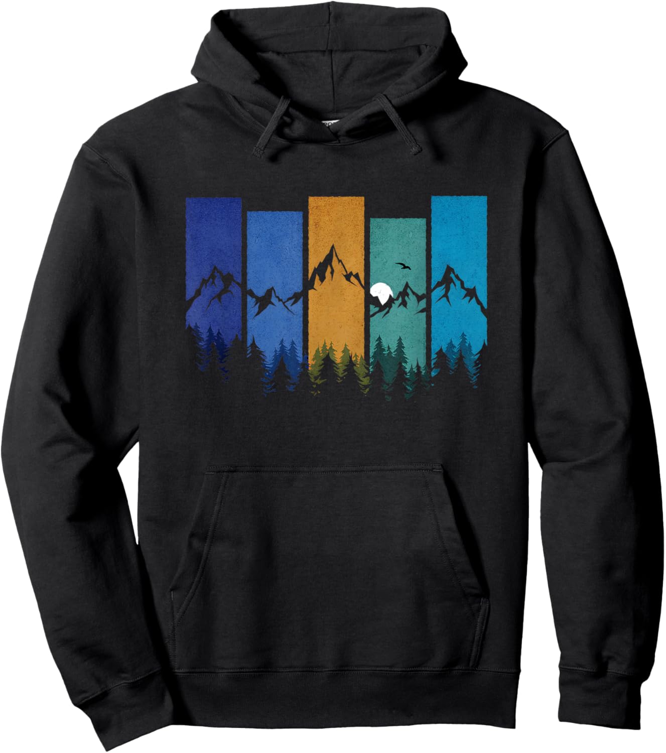 Trees Mountains Moon Adventure Outdoor Wildlife Forest Hoodie - Hoodie | Black