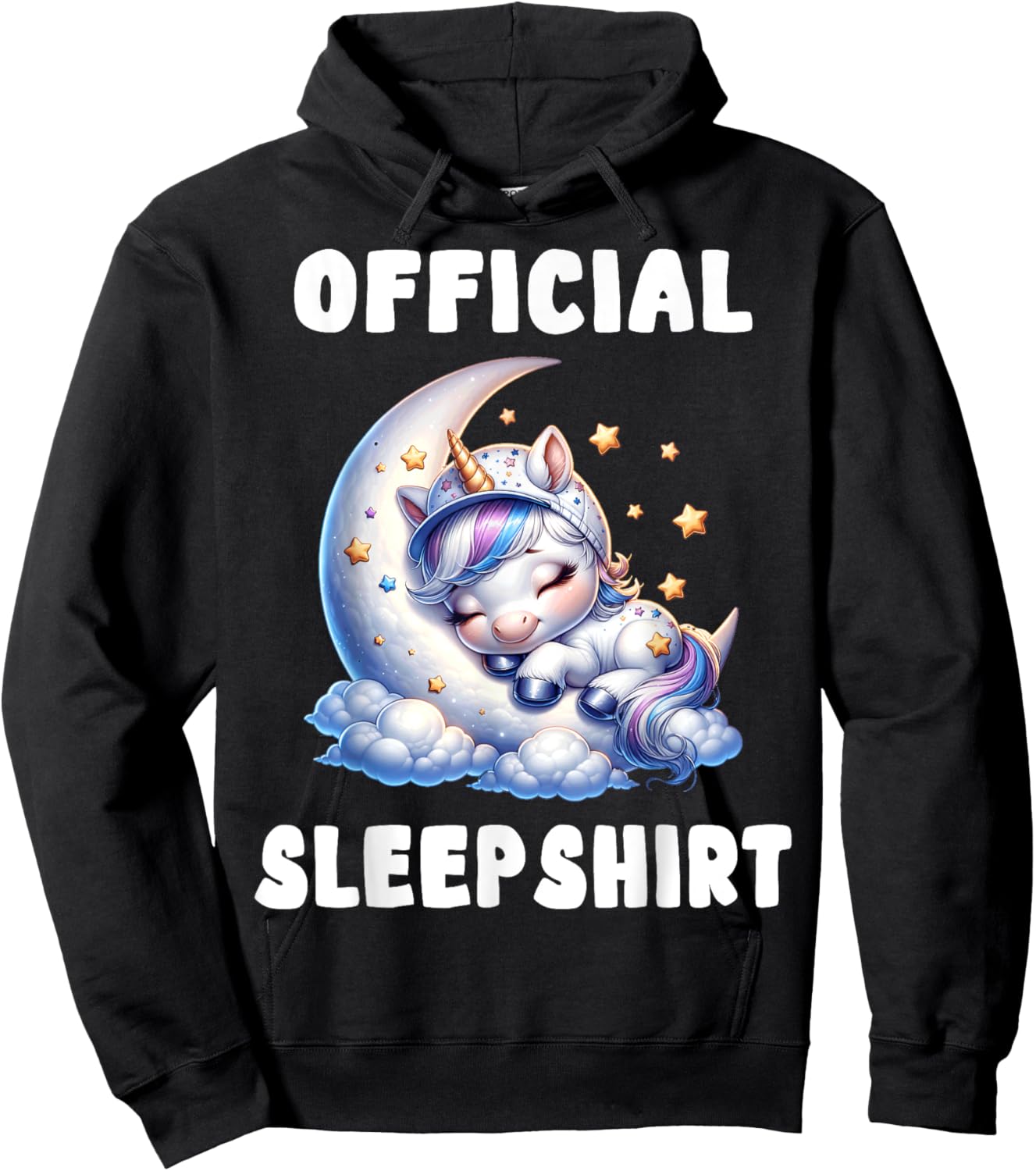 Unicorn - Official Sleepshirt Pajamas Nightgown Hoodie - Hoodie | Black