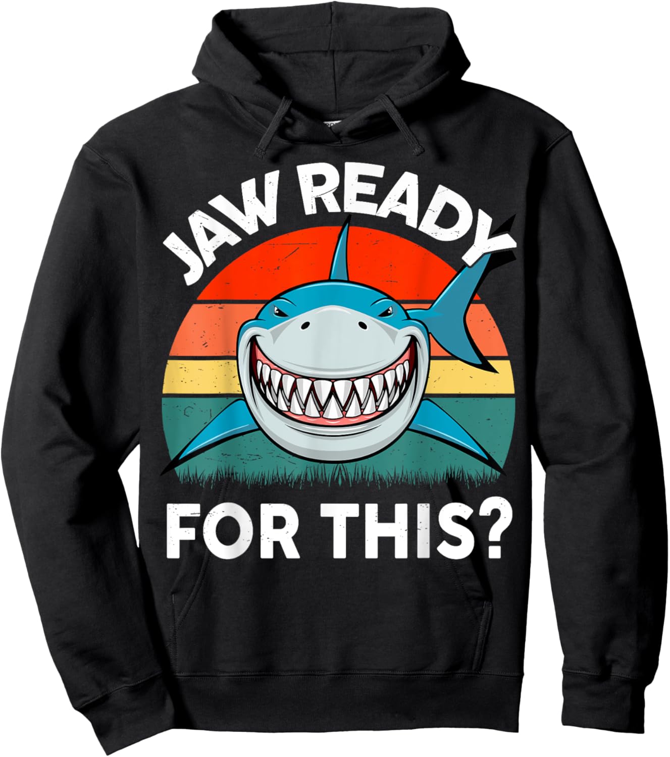 Funny Jaw Ready For This? Kids Toddler Boy Great White Shark Hoodie - Hoodie | Black
