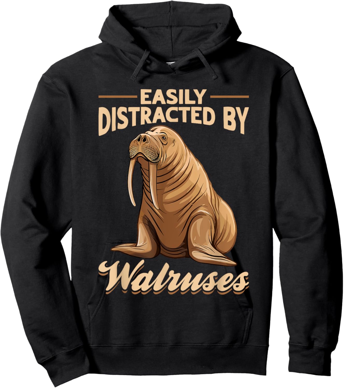 Funny Walrus Animal Easily Distracted By Walruss Hoodie - Hoodie | Black